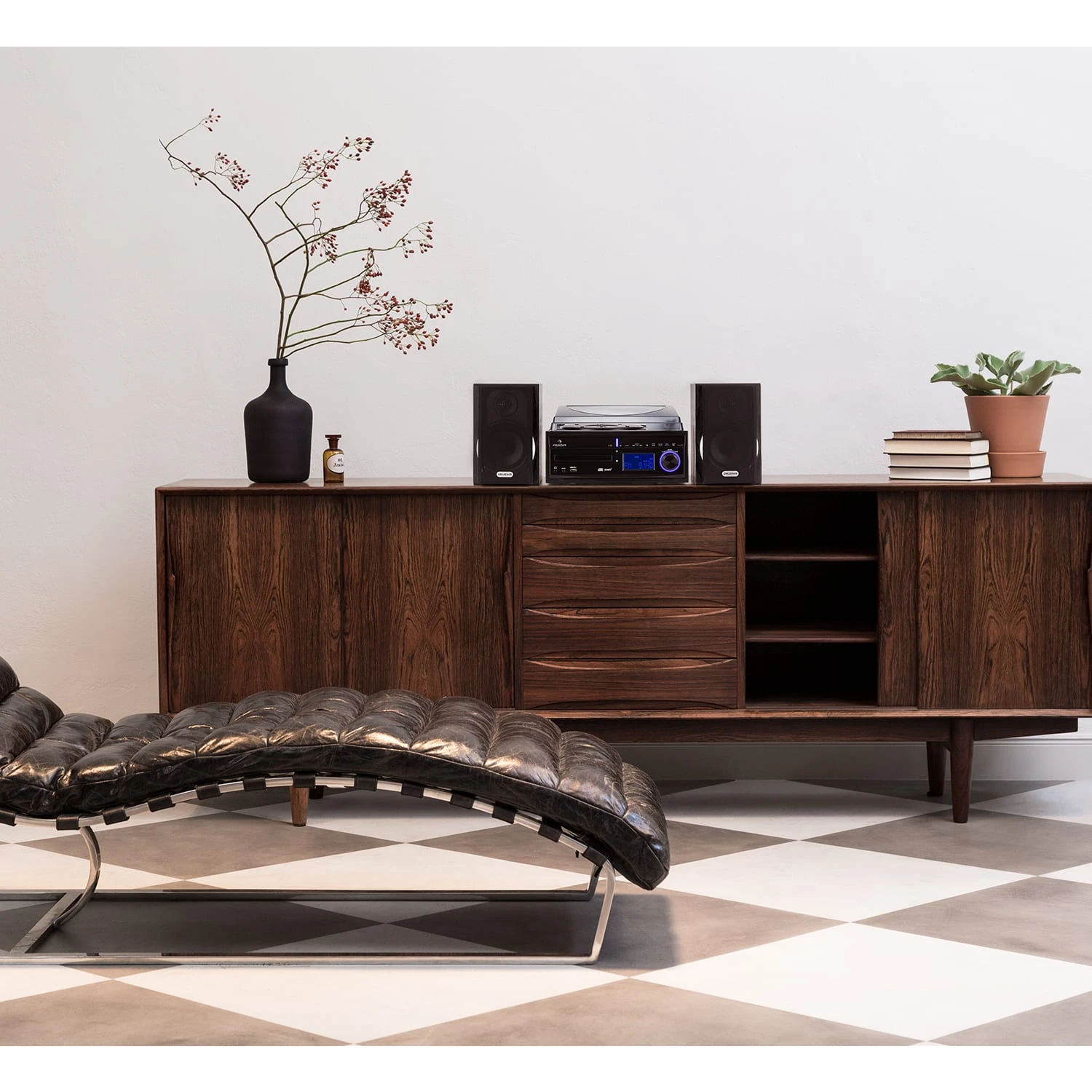 DS-2 Stereoanlage Plattenspieler CD MP3-Recorder USB AUX-In UKW Boxen – Bild 2