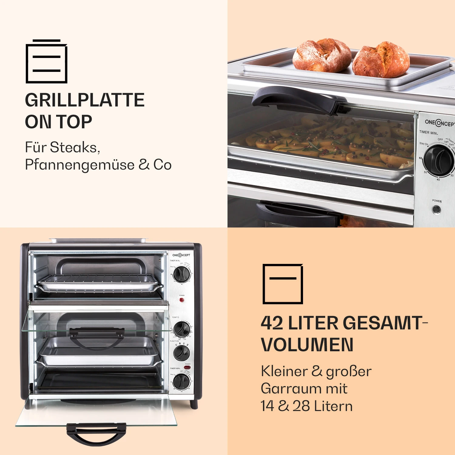 All-You-Can-Eat Doppel-Backofen Grillplatte 42 Liter 2350 Watt – Bild 3