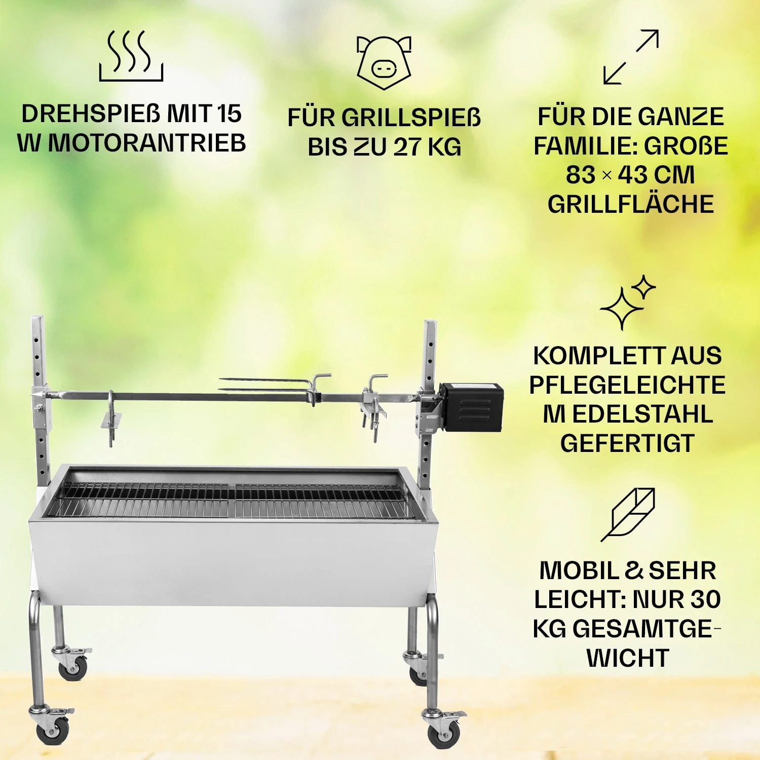 Sauenland Spanferkelgrill Mit Elektromotor Drehspieß – Bild 2