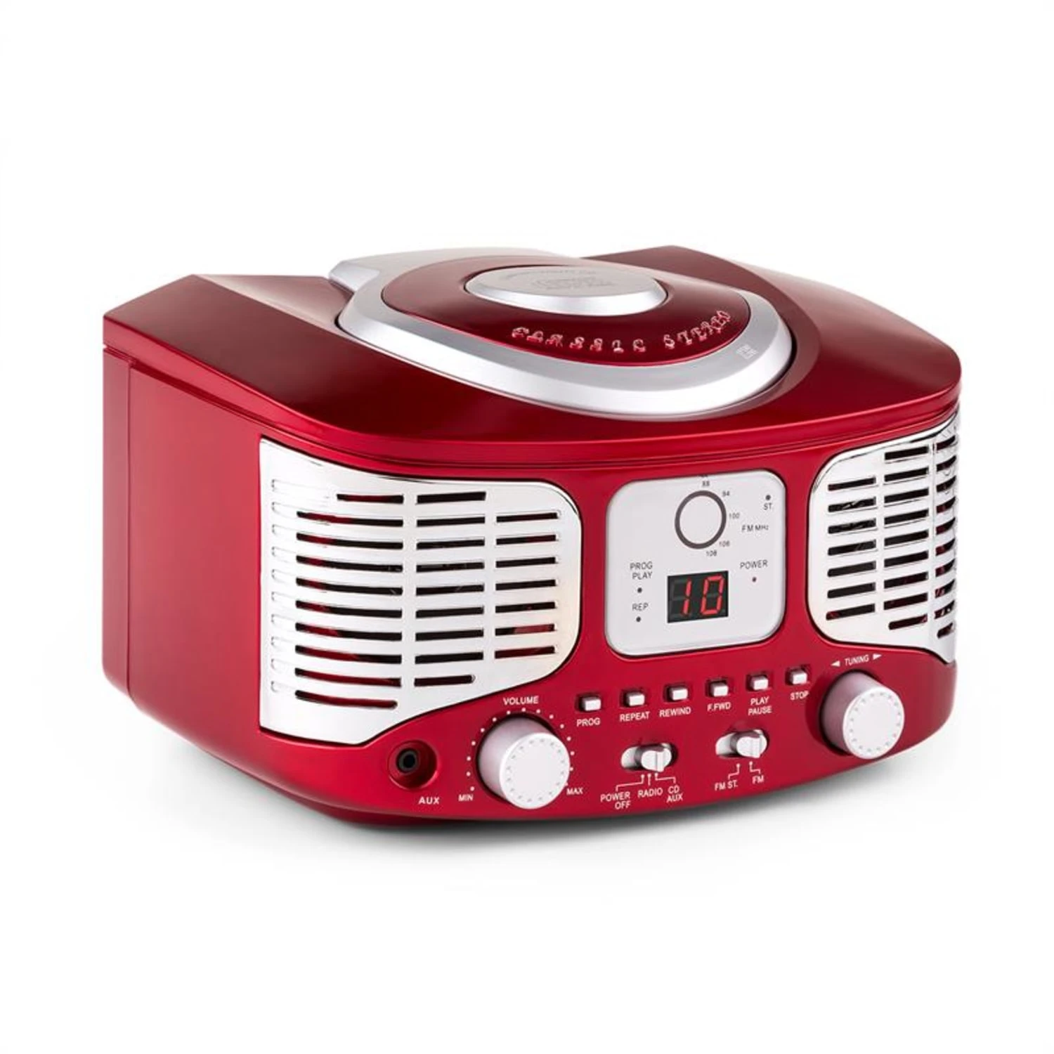 RCD320 Retro-CD-Player UKW AUX Rot