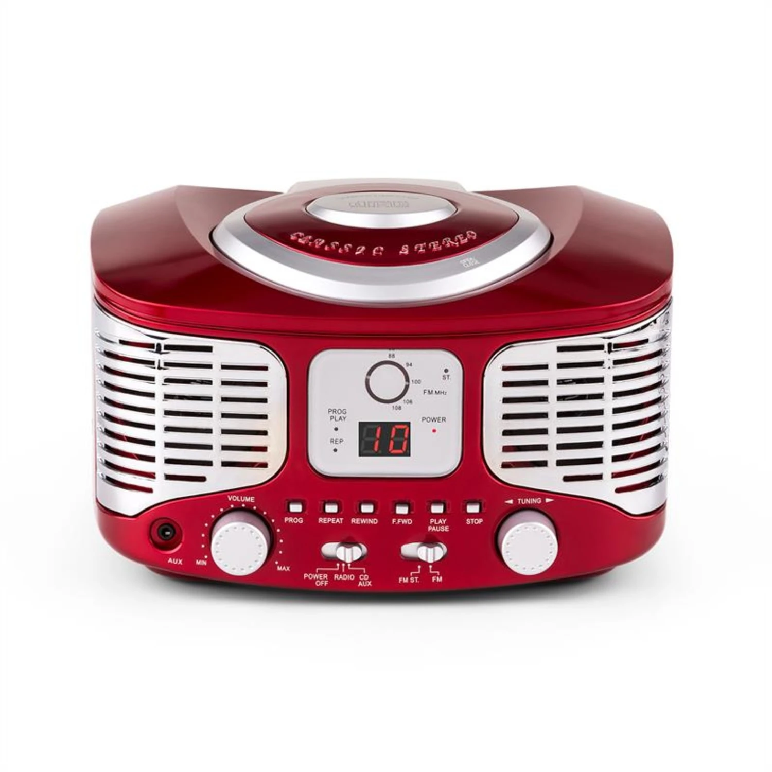 RCD320 Retro-CD-Player UKW AUX Rot – Bild 3