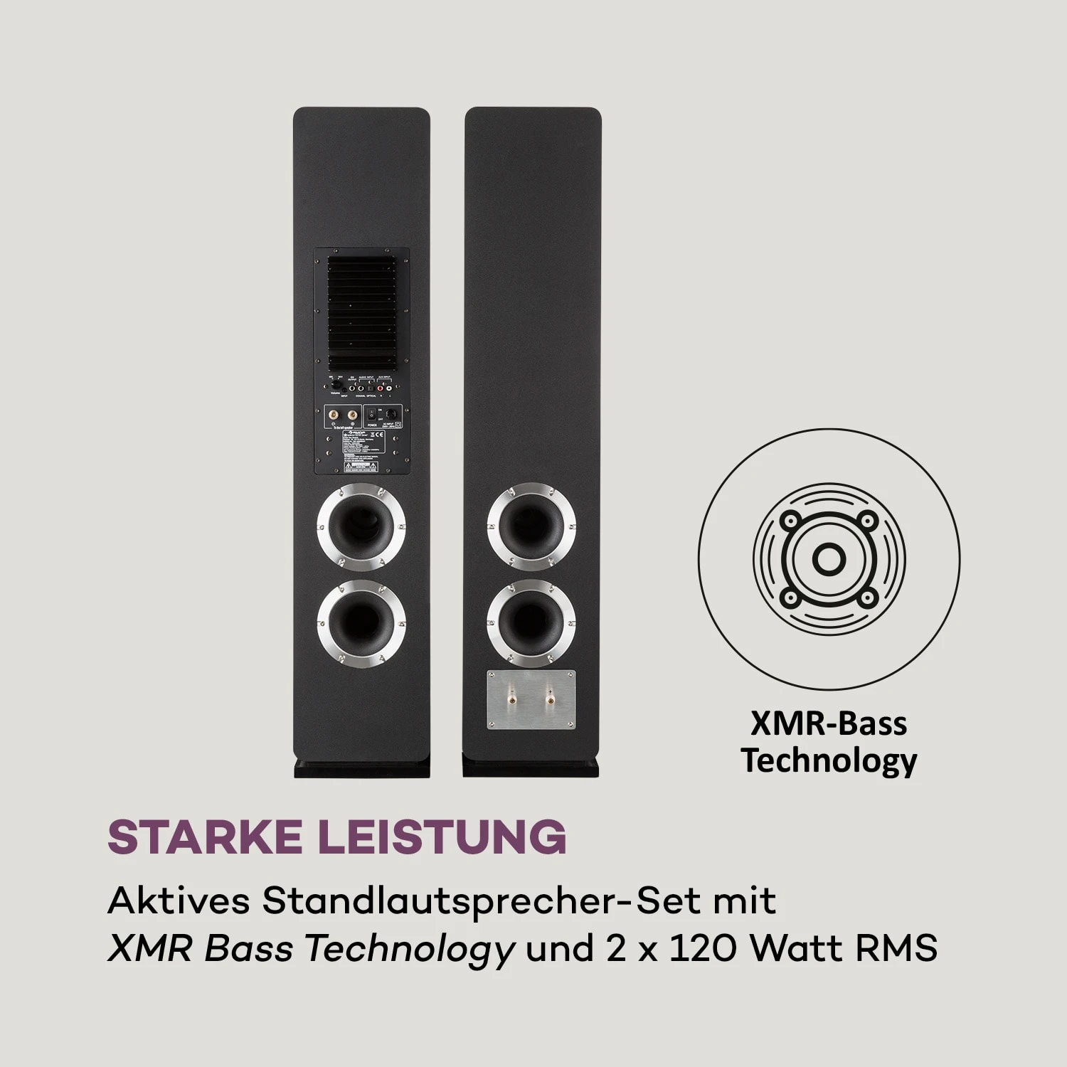 Line 700 A Standlautsprecher-Set Aktiv 240 W RMS BT Schwarz – Bild 3