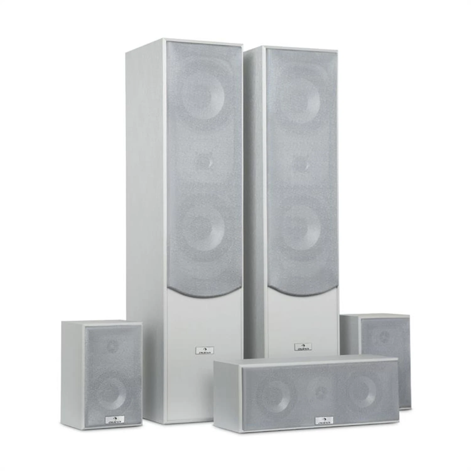 Surround Lautsprecher Boxen Set Heimkino 335W RMS Silber – Bild 2