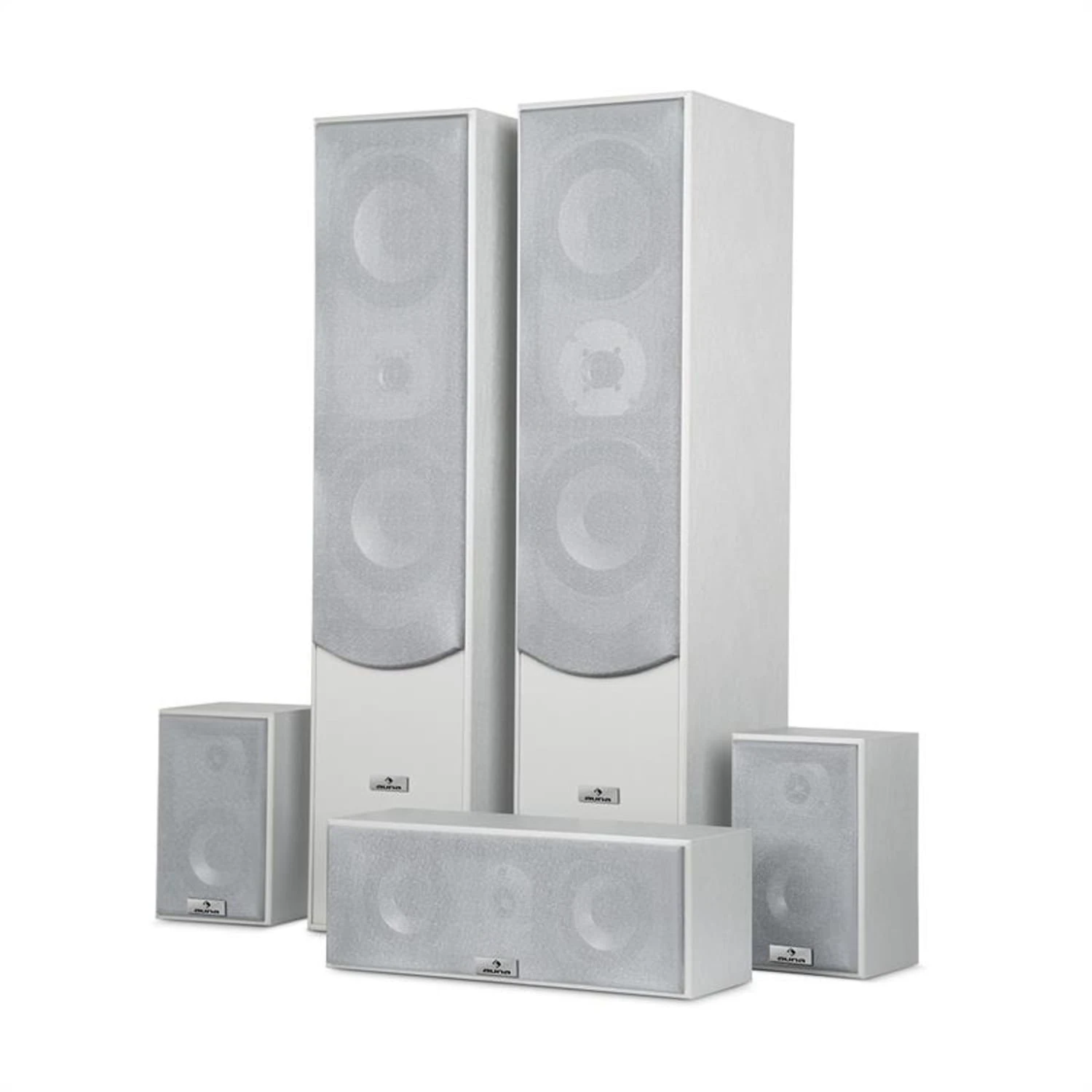 Surround Lautsprecher Boxen Set Heimkino 335W RMS Silber – Bild 5