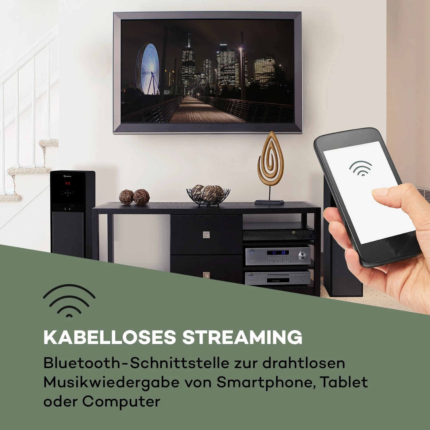 AV2-CD850BT 4-Zonen Stereo-Verstärker 8x50W RMS Bluetooth USB Silber – Bild 5