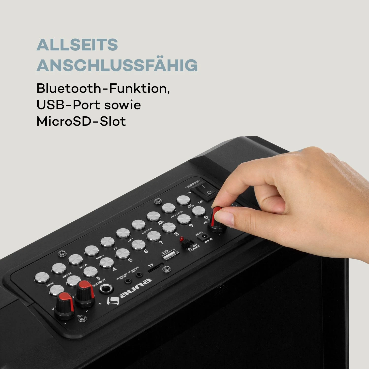 CenterStage 8 Mobiler Karaoke-Lautsprecher, 40 W, 14,1" Display, Funk-Mikro – Bild 5