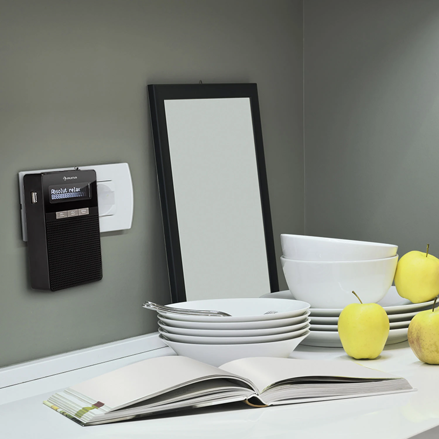 DigiPlug DAB Steckdosen-Radio, DAB+, UKW/PLL, BT, LCD-Display, Schwarz – Bild 2