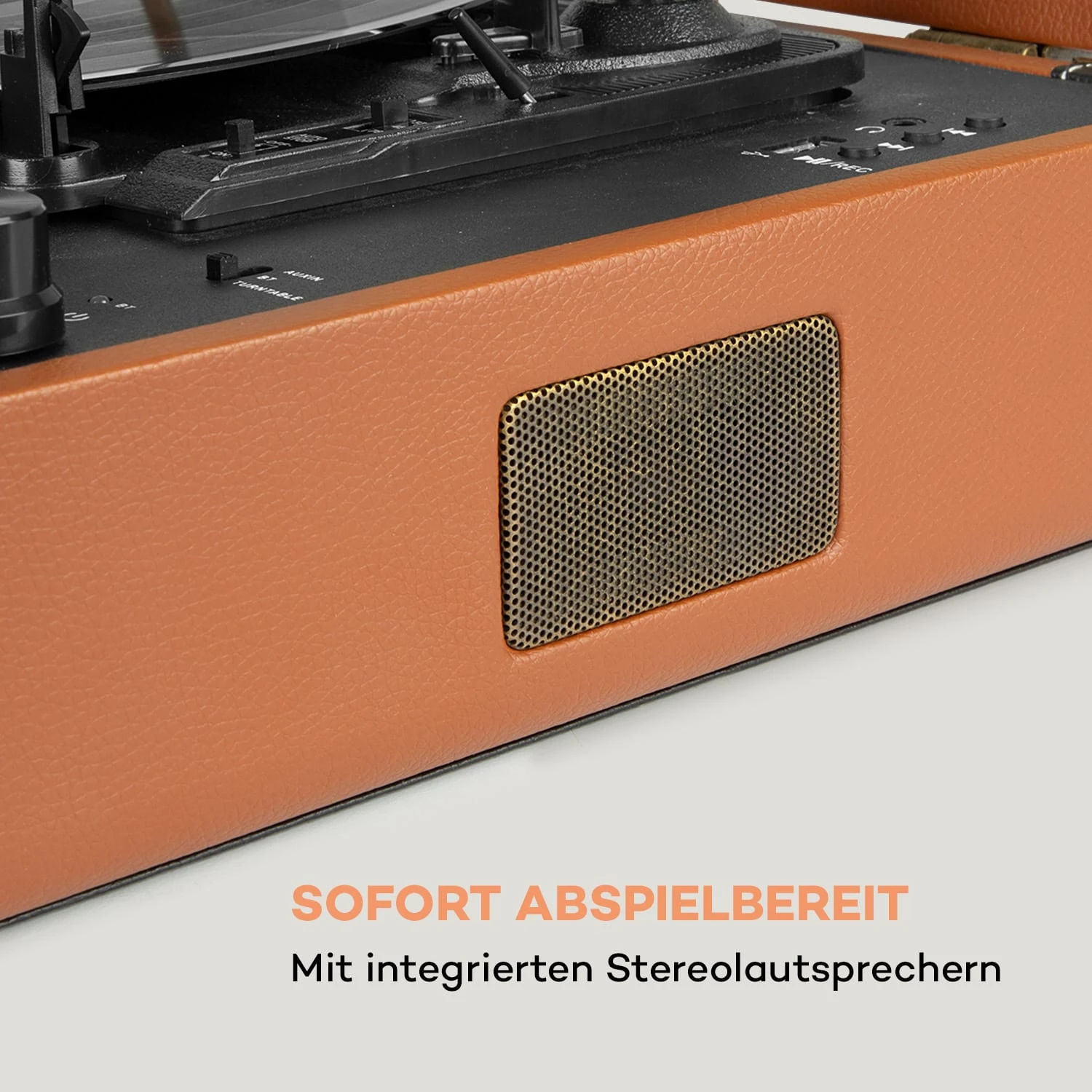 Jerry Lee BT Plattenspieler BT USB Aufnahme & Wiedergabe Braun – Bild 3