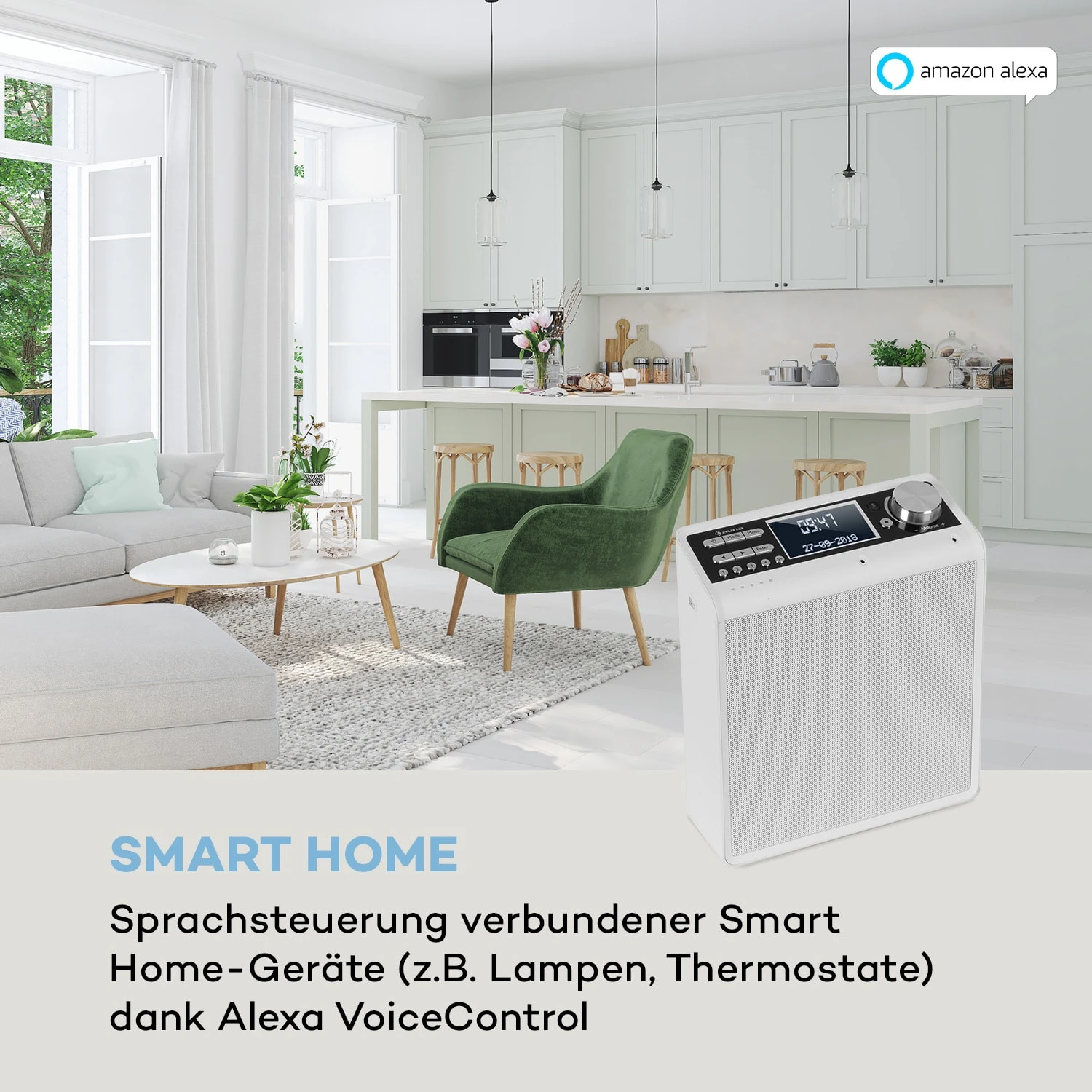 Intelligence DAB+ Küchenradio, Alexa-VoiceControl, Spotify, BT, Weiß – Bild 3