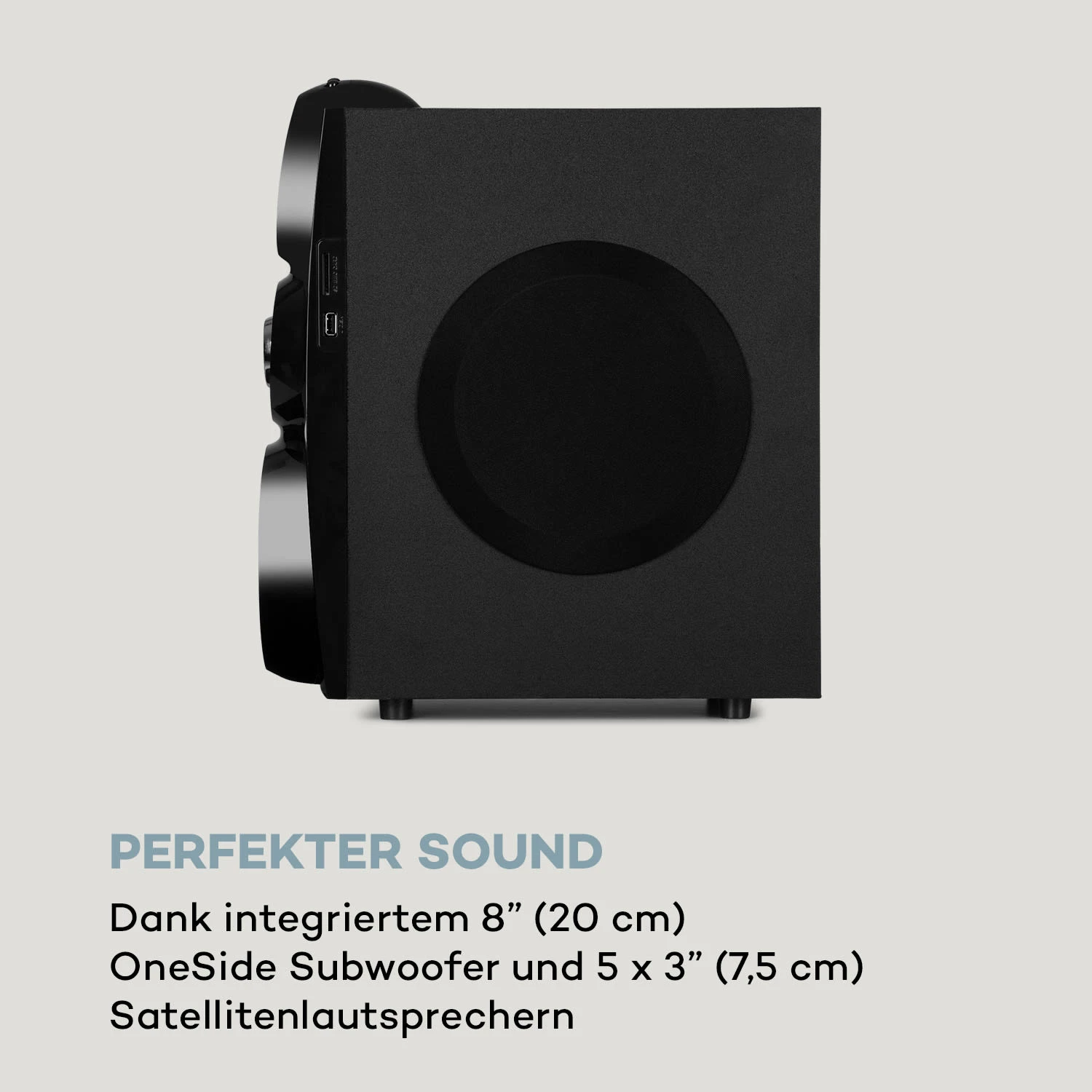 X-Gaming 5.1 Surround-Audiosystem 380Wmax. OneSide Subwoofer BT USB SD – Bild 6