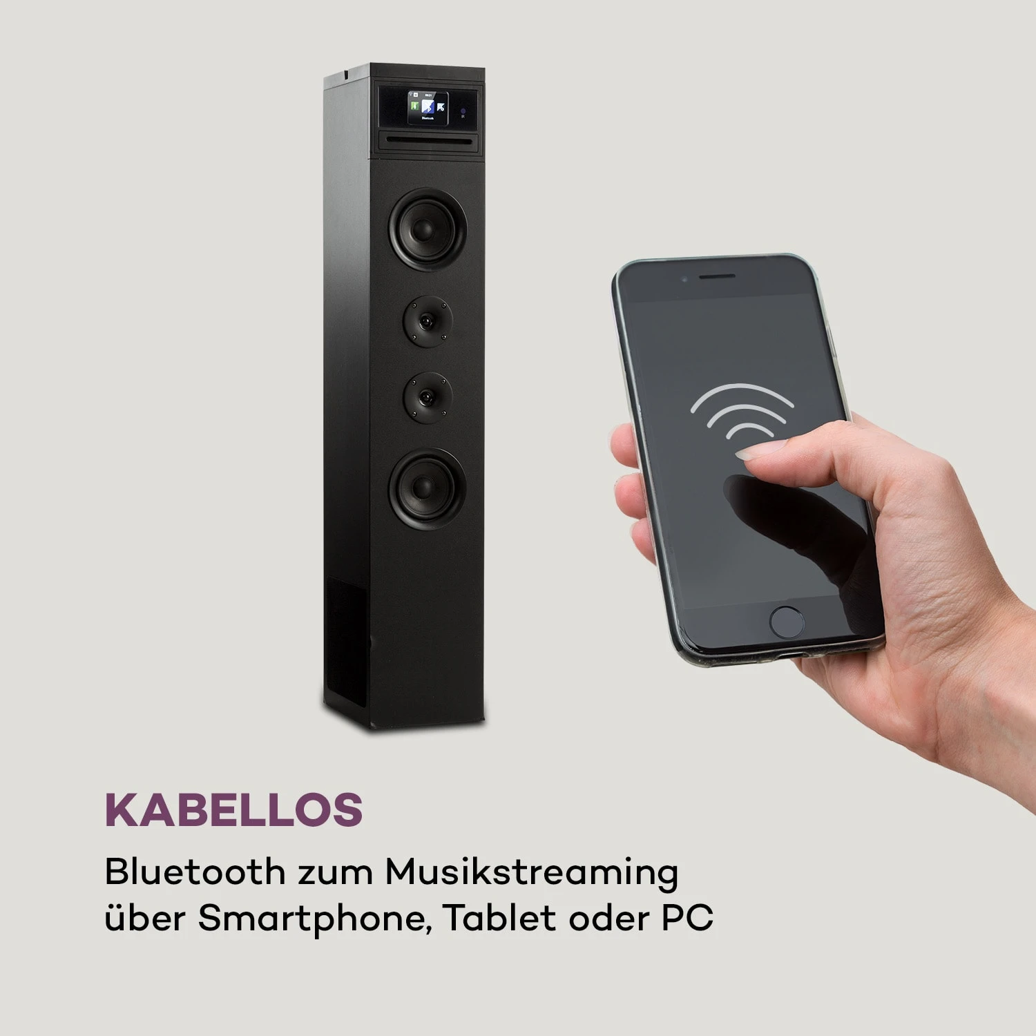 Karaboom 100 Wifi Turmlautsprecher Internetradio DAB+ BT 120W Schwarz – Bild 5