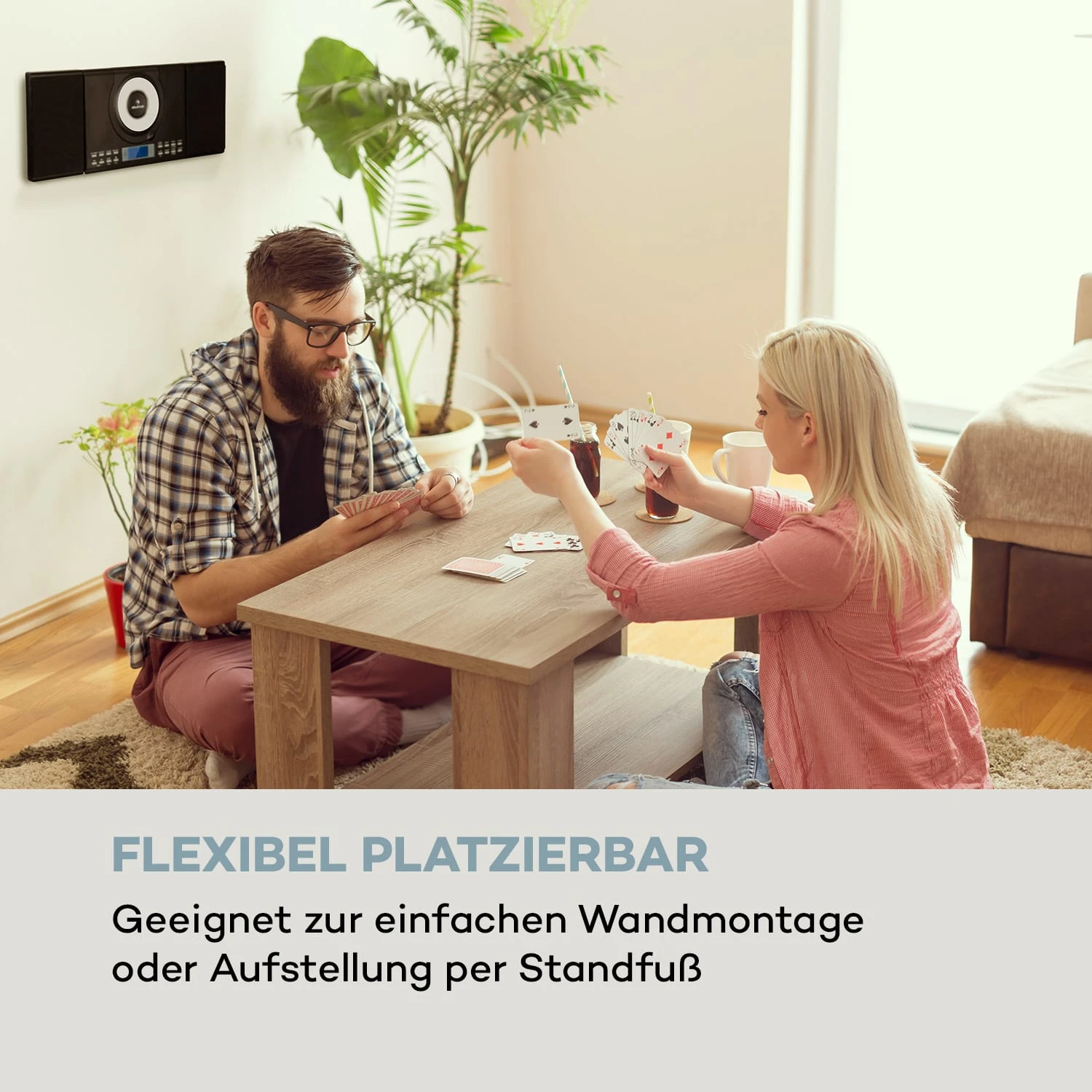 Wallie Microsystem CD-Player Bluetooth USB-Port Fernbedienung Schwarz – Bild 2