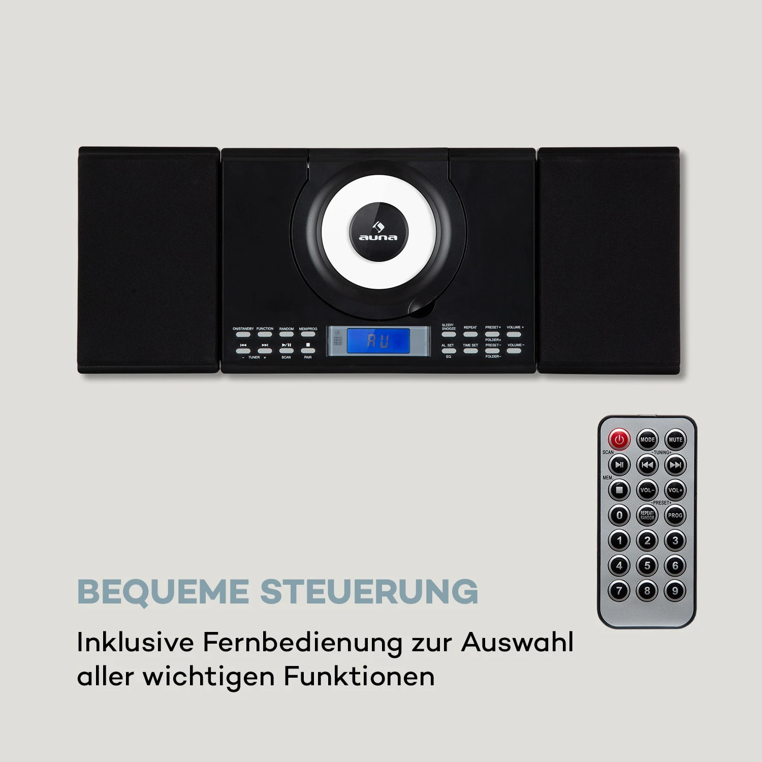 Wallie Microsystem CD-Player Bluetooth USB-Port Fernbedienung Schwarz – Bild 3