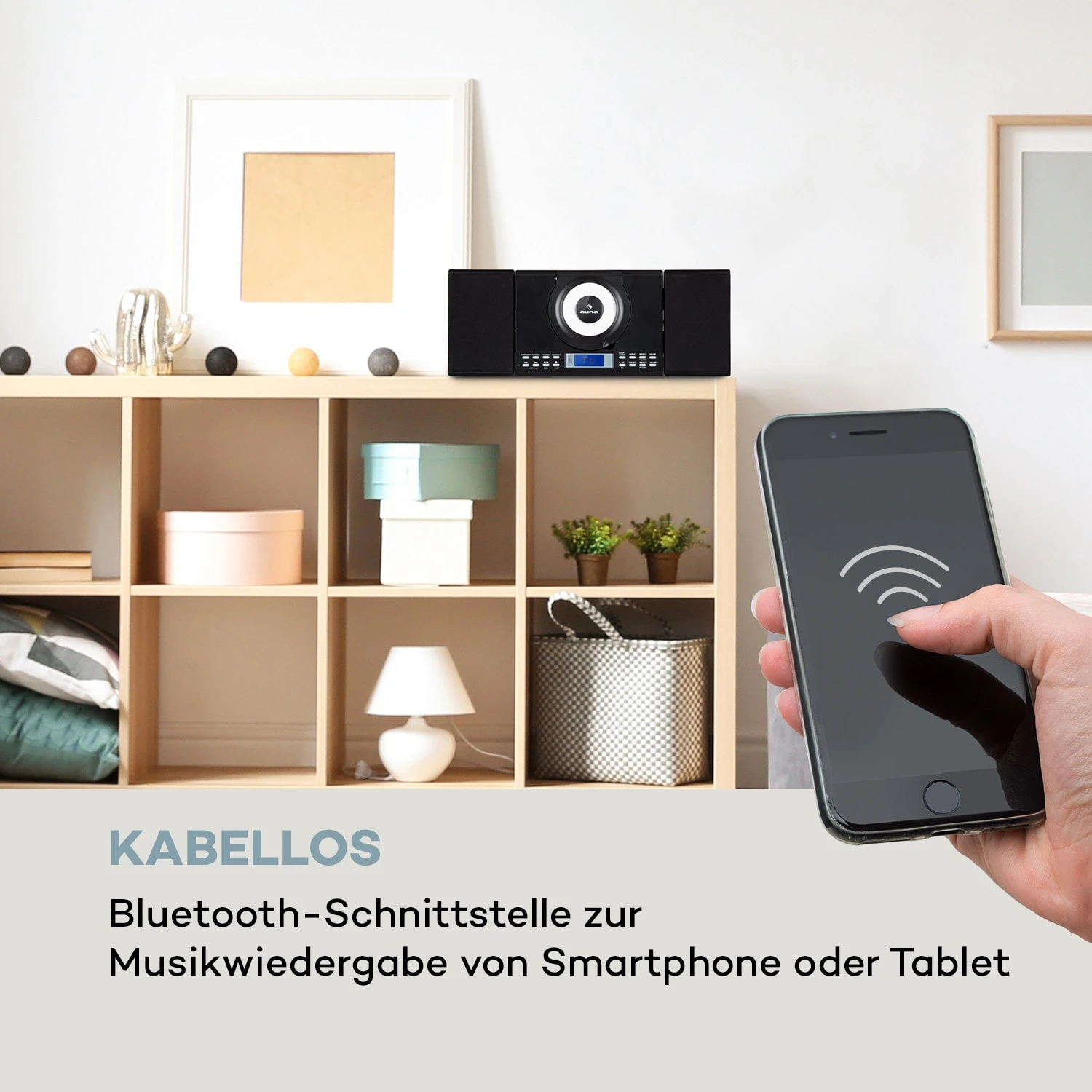 Wallie Microsystem CD-Player Bluetooth USB-Port Fernbedienung Schwarz – Bild 4