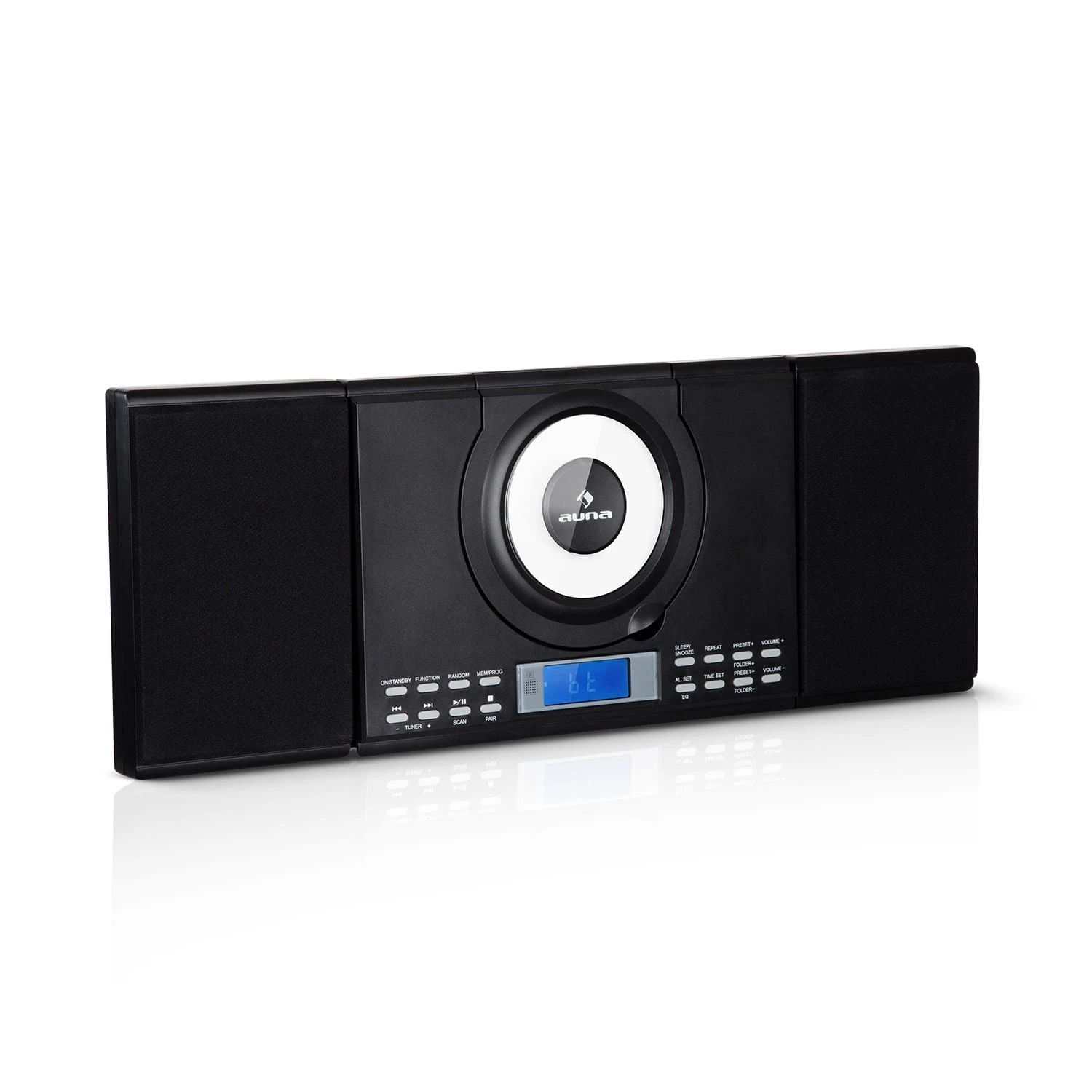 Wallie Microsystem CD-Player Bluetooth USB-Port Fernbedienung Schwarz