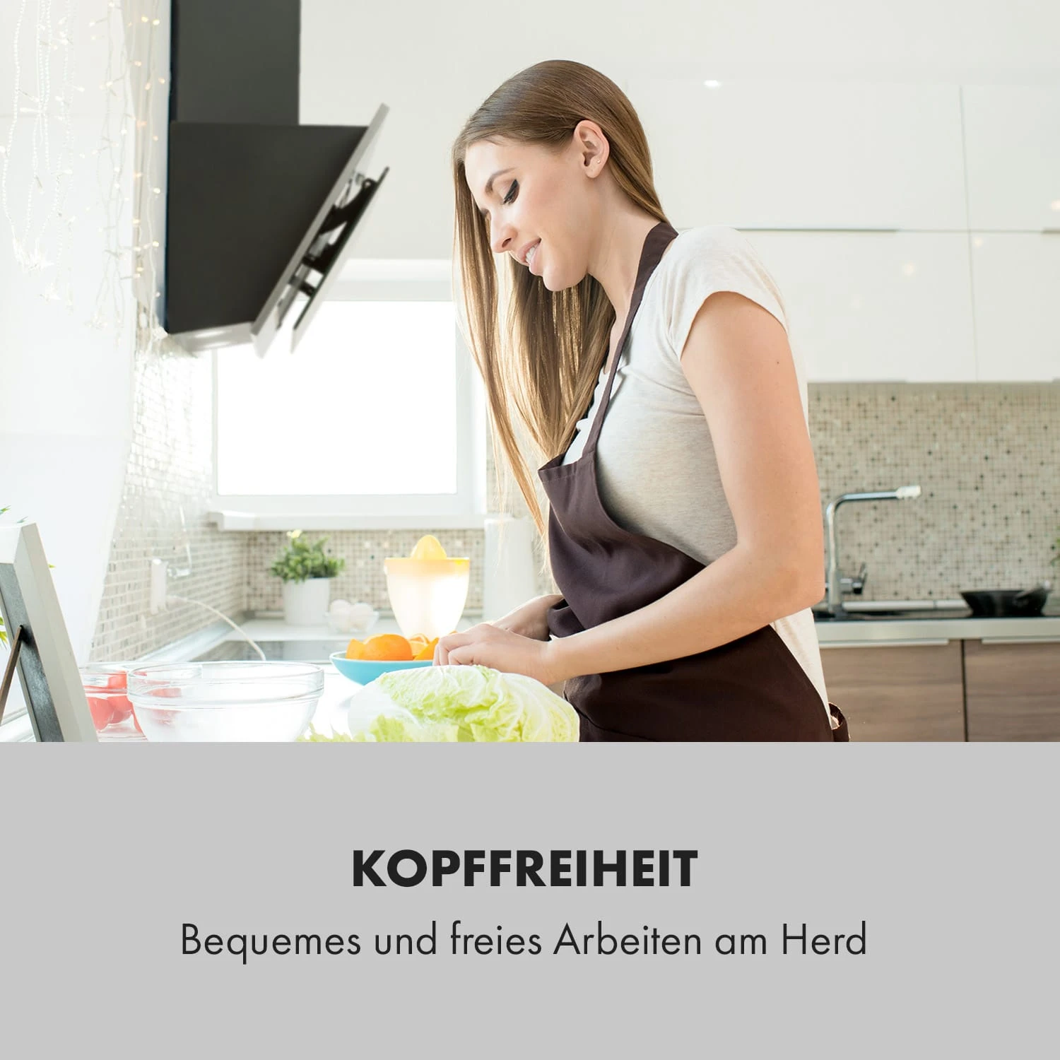 Alessia Dunstabzugshaube Kopffreihaube 350 M³/h Push Control Schwarz – Bild 2