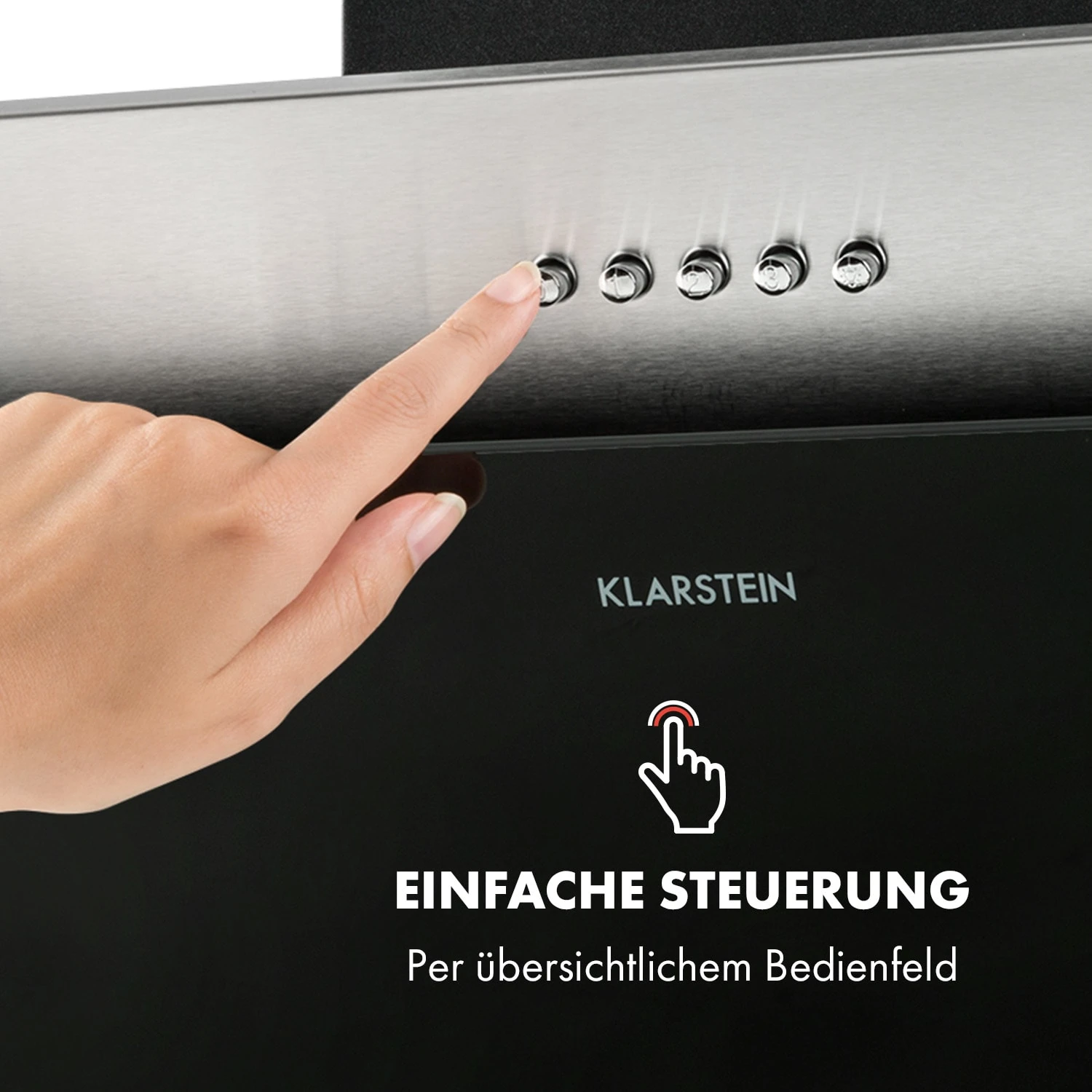 Alessia Dunstabzugshaube Kopffreihaube 350 M³/h Push Control Schwarz – Bild 5