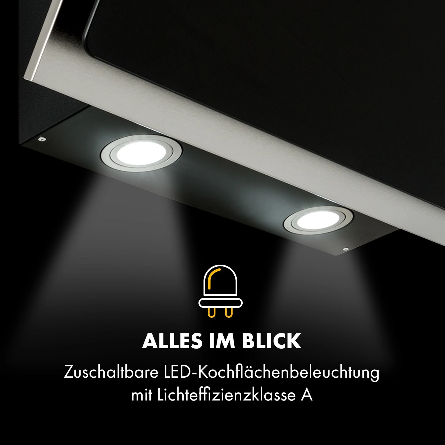 Alessia Dunstabzugshaube Kopffreihaube 350 M³/h Push Control Schwarz – Bild 7