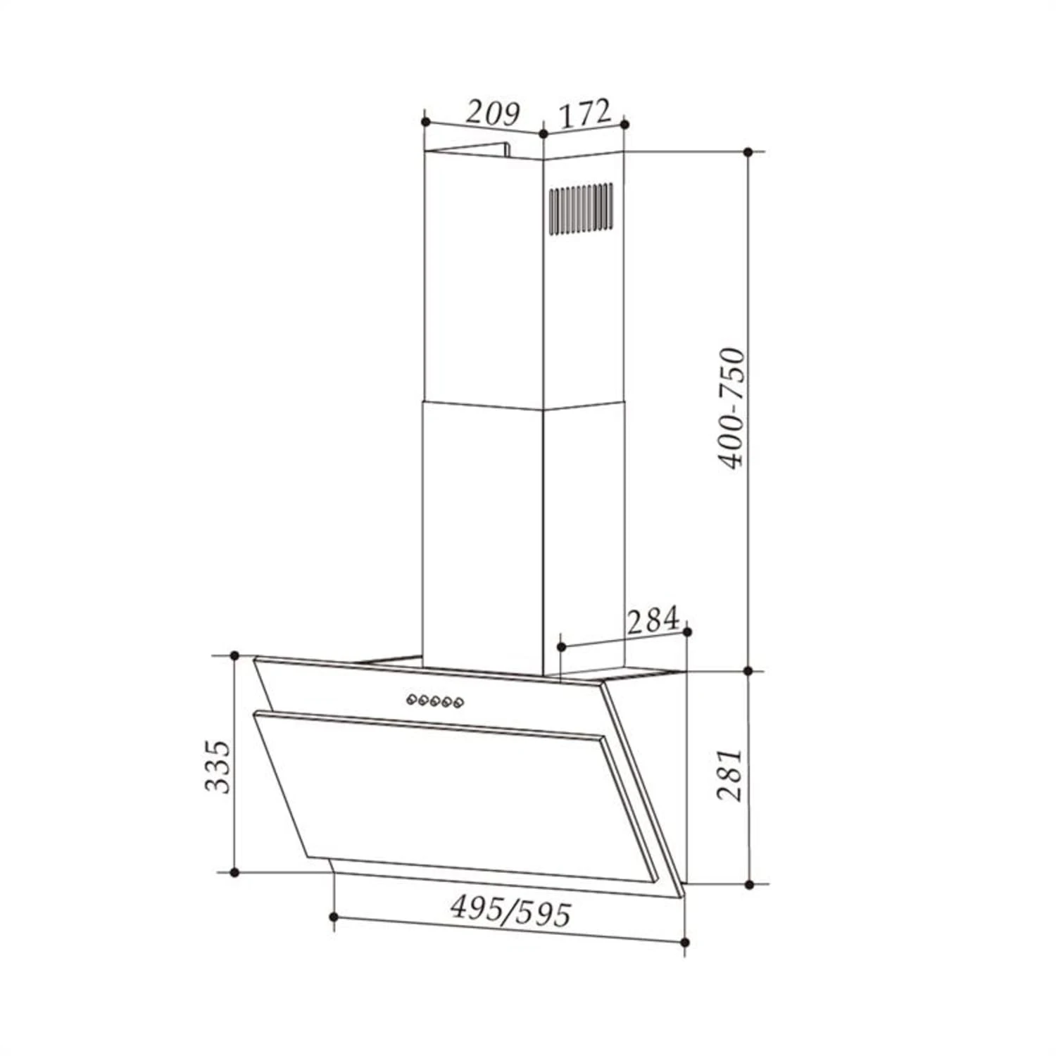 Alessia Dunstabzugshaube Kopffreihaube 350 M³/h Push Control Schwarz – Bild 9