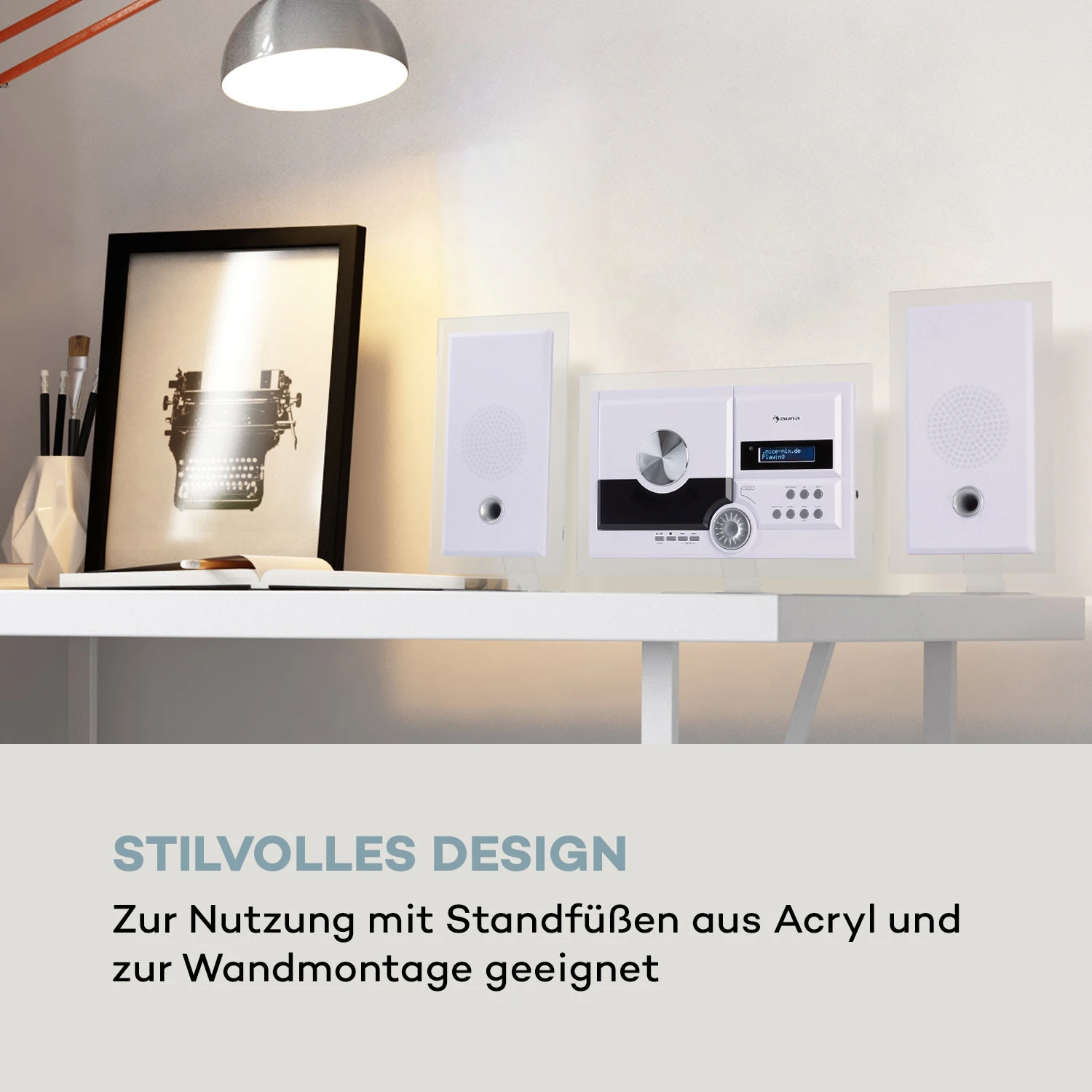 Stereo Sonic DAB+ Stereoanlage, DAB+, CD-Player, USB, BT, Weiß – Bild 2