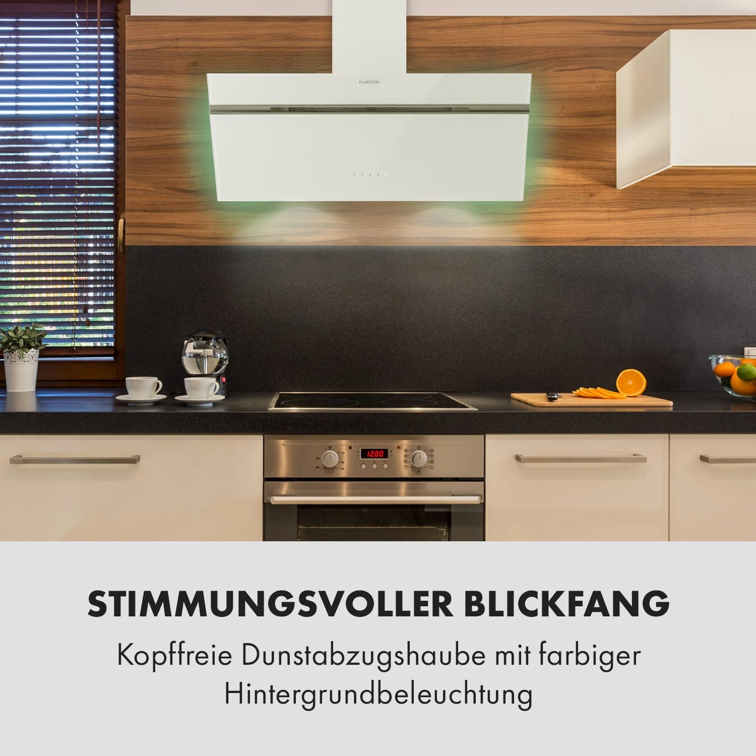 Alina Dunstabzugshaube 90 Cm 600 M³/h Ambientelicht Glasfront Weiß – Bild 2