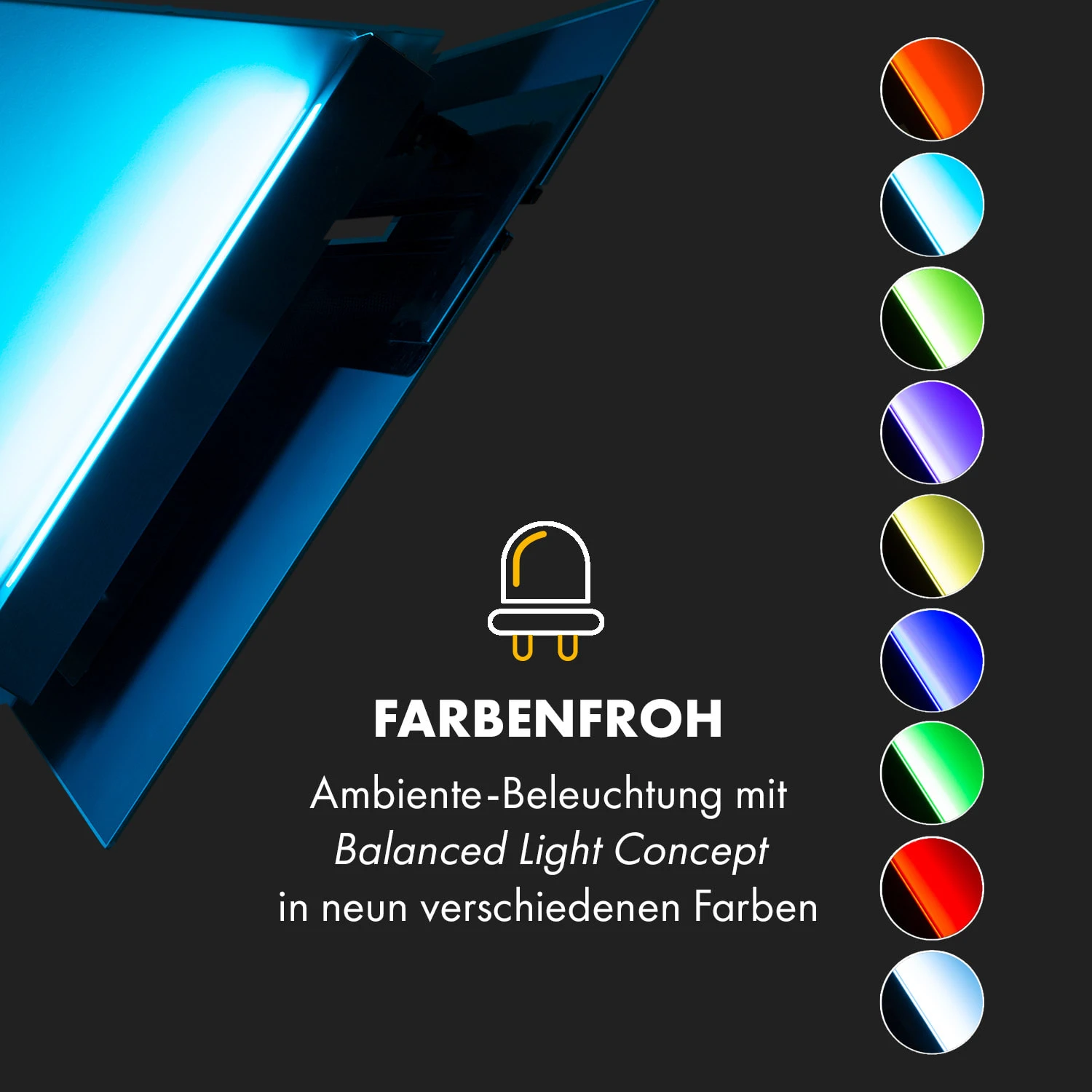 Alina Dunstabzugshaube 90 Cm 600 M³/h Ambientelicht Glasfront Weiß – Bild 6