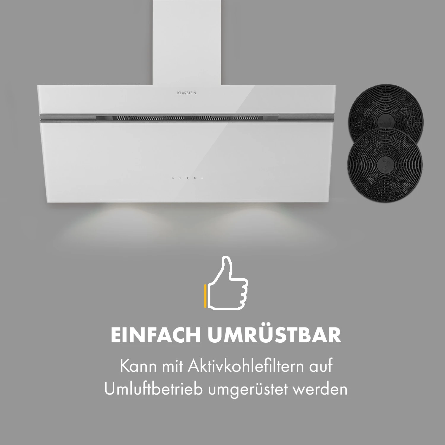 Alina Dunstabzugshaube 90 Cm 600 M³/h Ambientelicht Glasfront Weiß – Bild 7