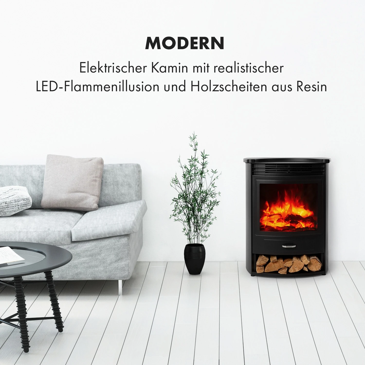 Bormio S Elektrischer Kamin 950/1900W Thermostat Wochentimer – Bild 2
