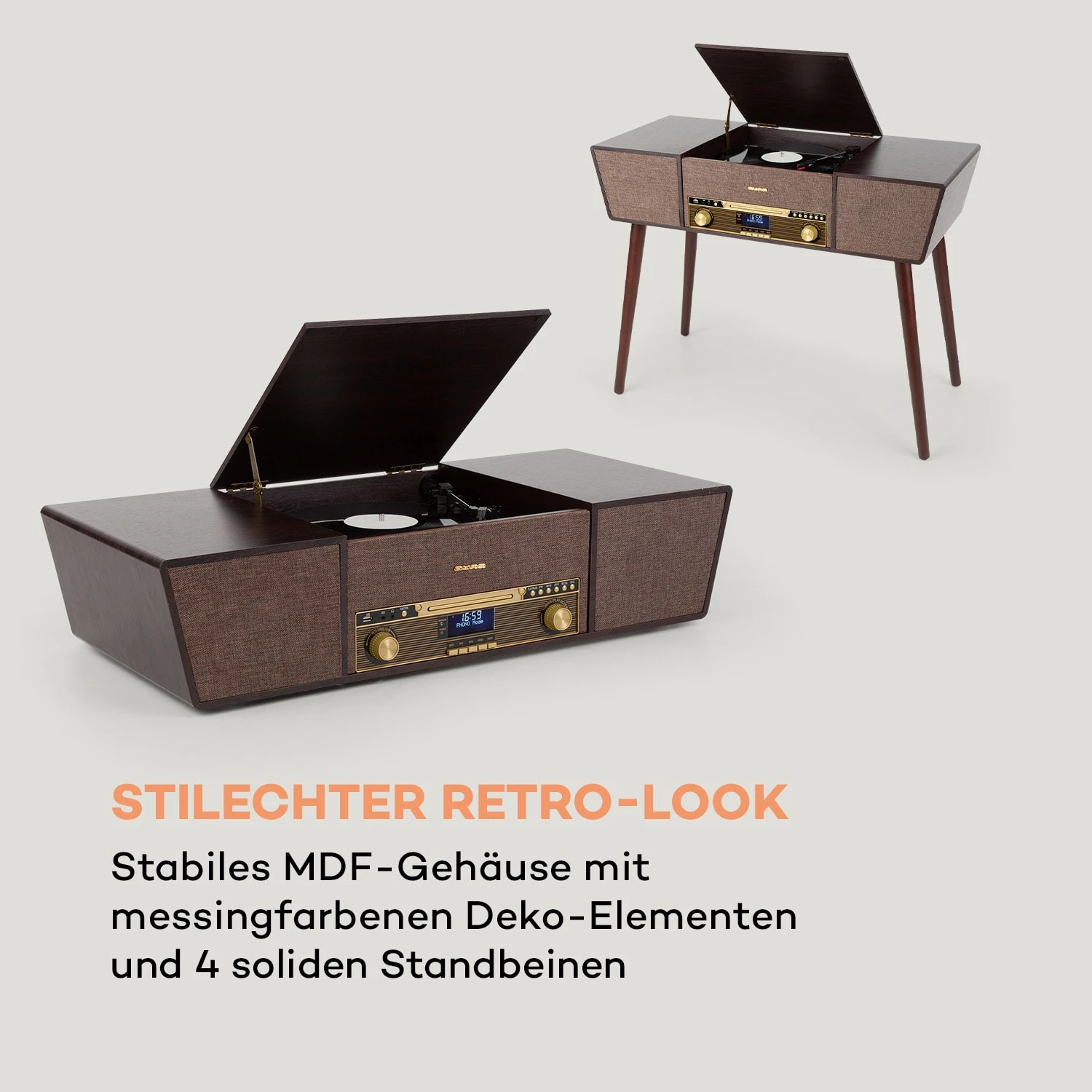 Belle Epoque 1912 Retro-Plattenspieler CD BT USB DAB+/UKW Braun – Bild 7