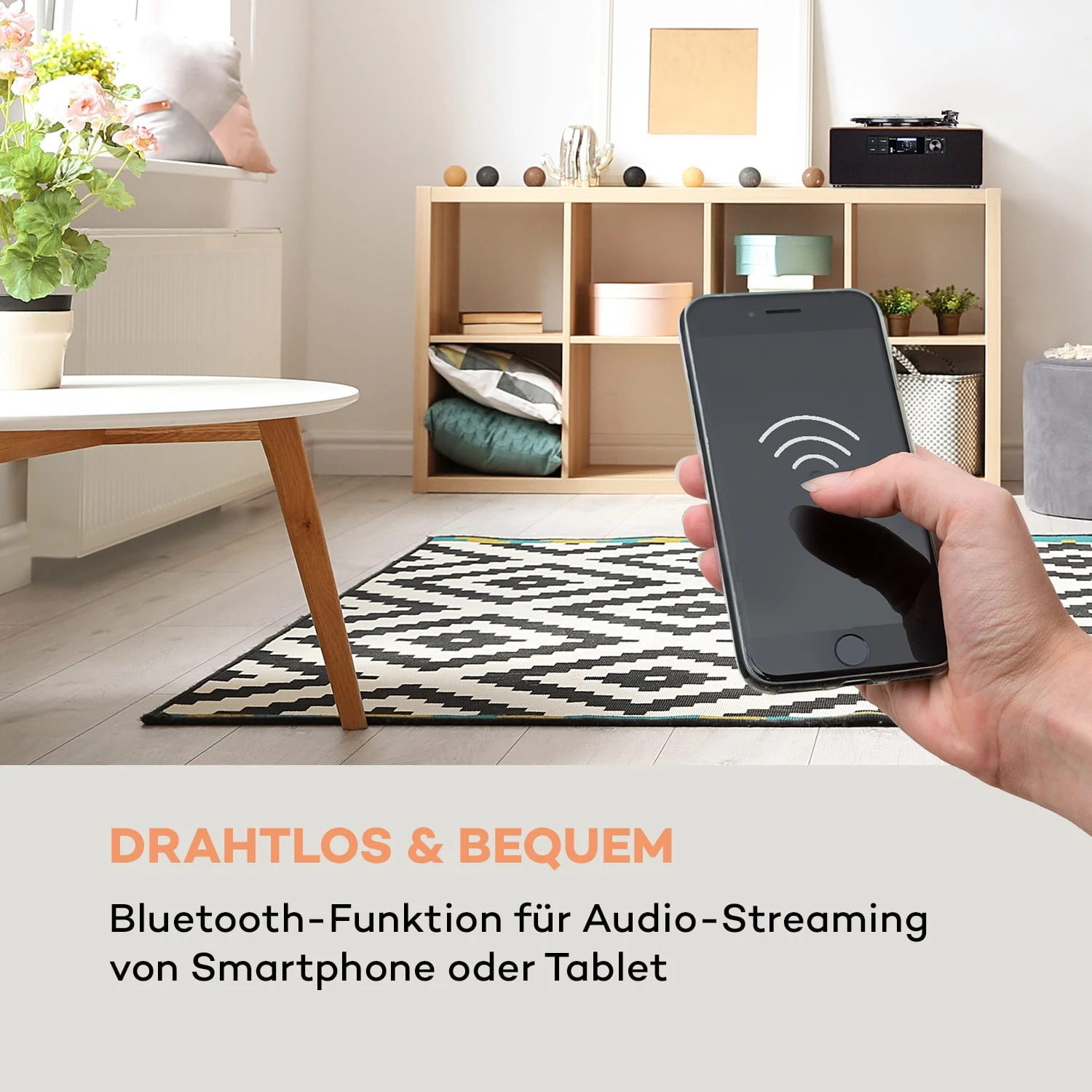 Connect Vinyl Cube Plattenspieler 40W Max. Internet/DAB+/UKW USB Braun – Bild 4