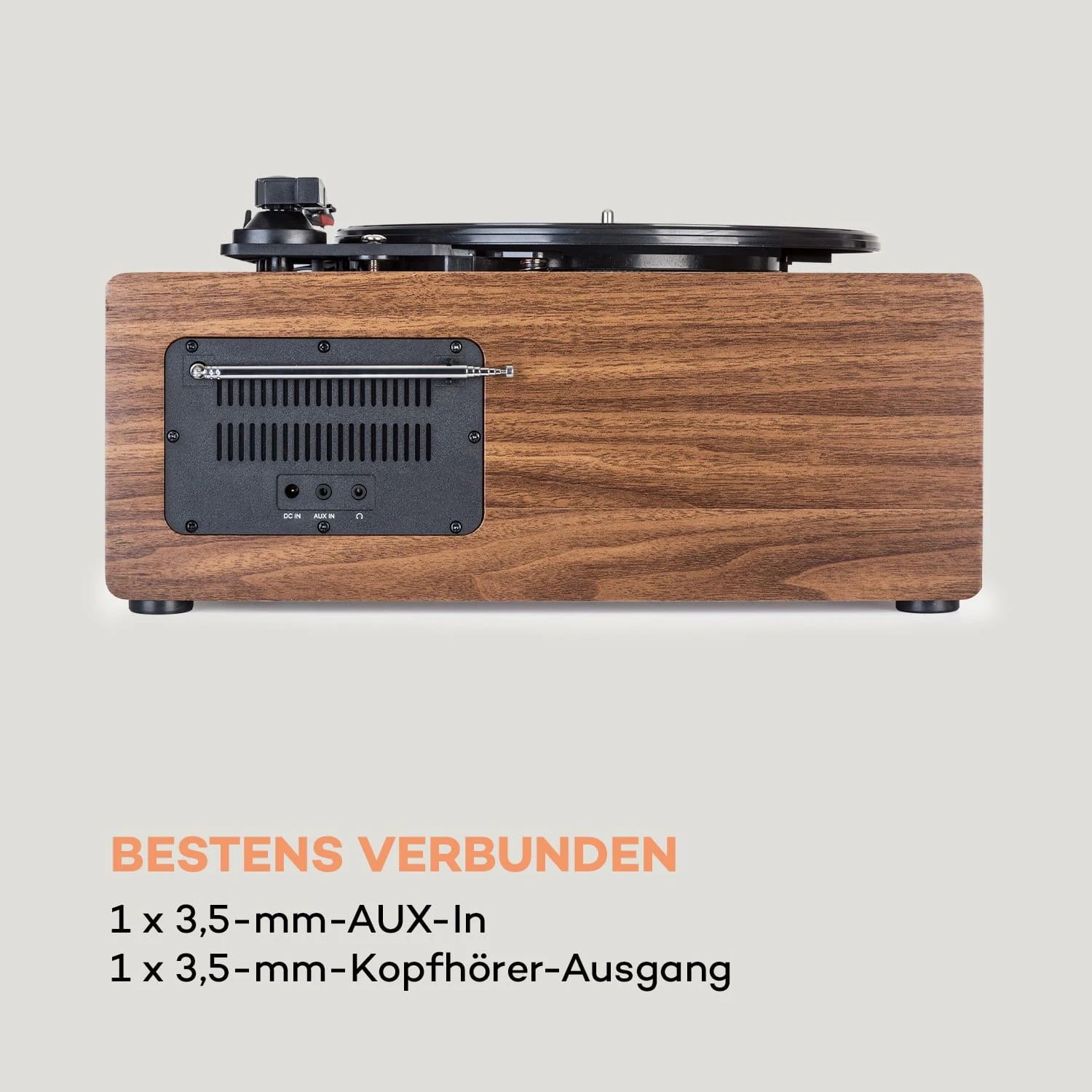 Connect Vinyl Cube Plattenspieler 40W Max. Internet/DAB+/UKW USB Braun – Bild 9