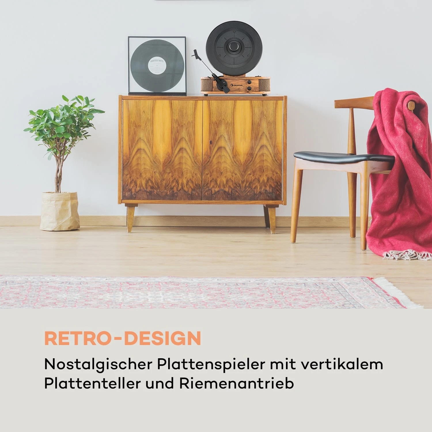 Verticalo SE Retro-Plattenspieler USB BT Line-Out Holz – Bild 2