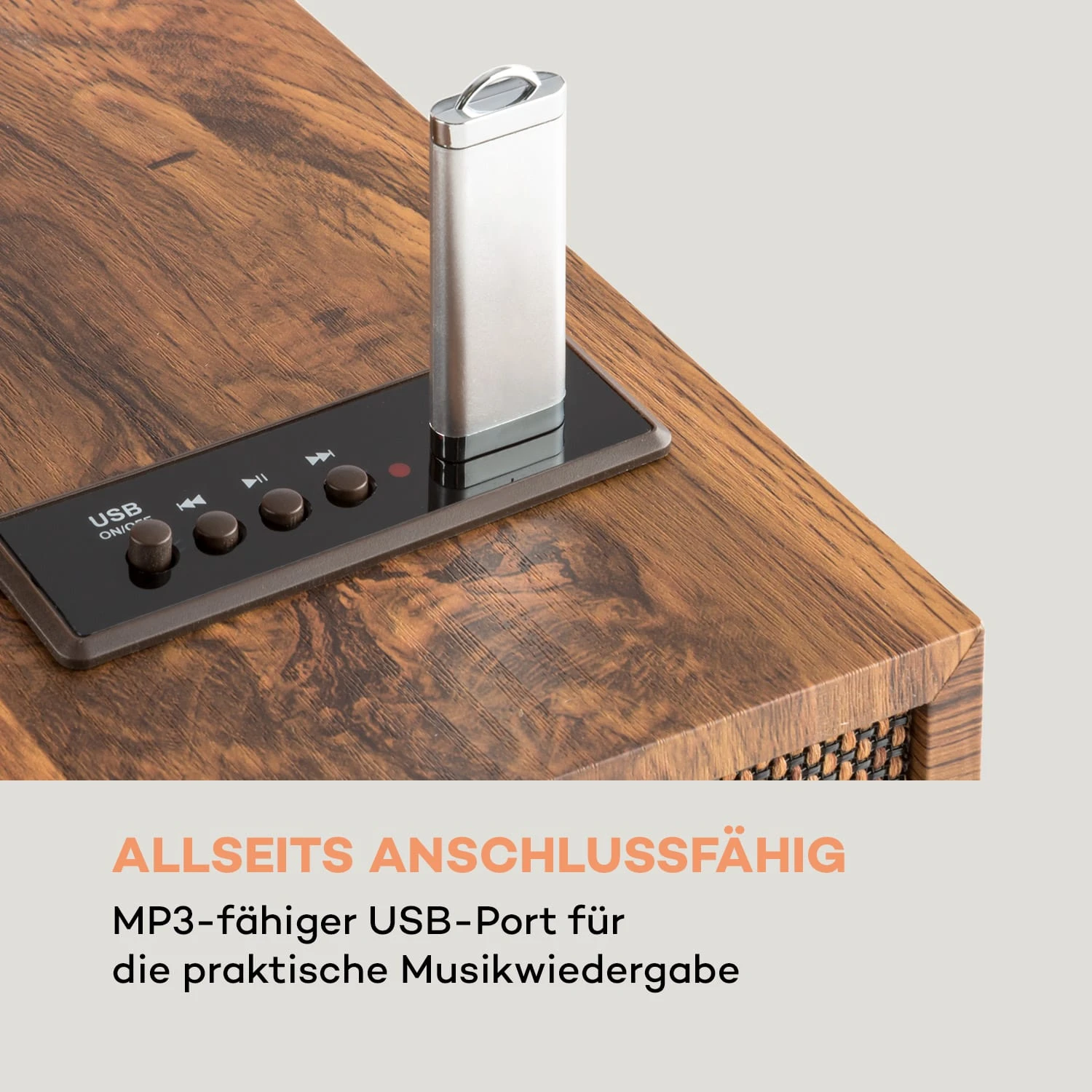 Verticalo SE Retro-Plattenspieler USB BT Line-Out Holz – Bild 3