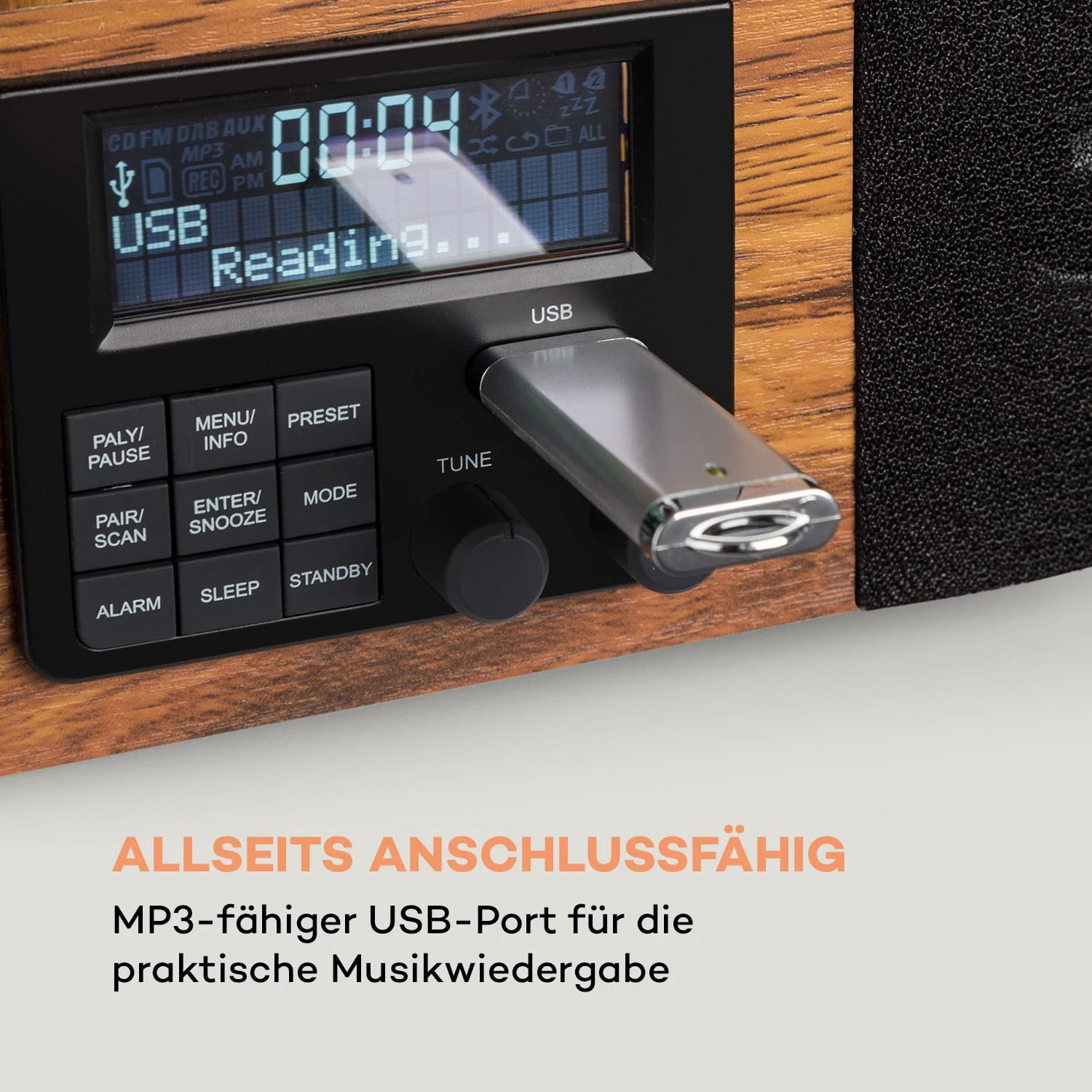 Verticalo SE DAB Retro-Plattenspieler DAB+ UKW-Tuner USB BT AUX Holz – Bild 4