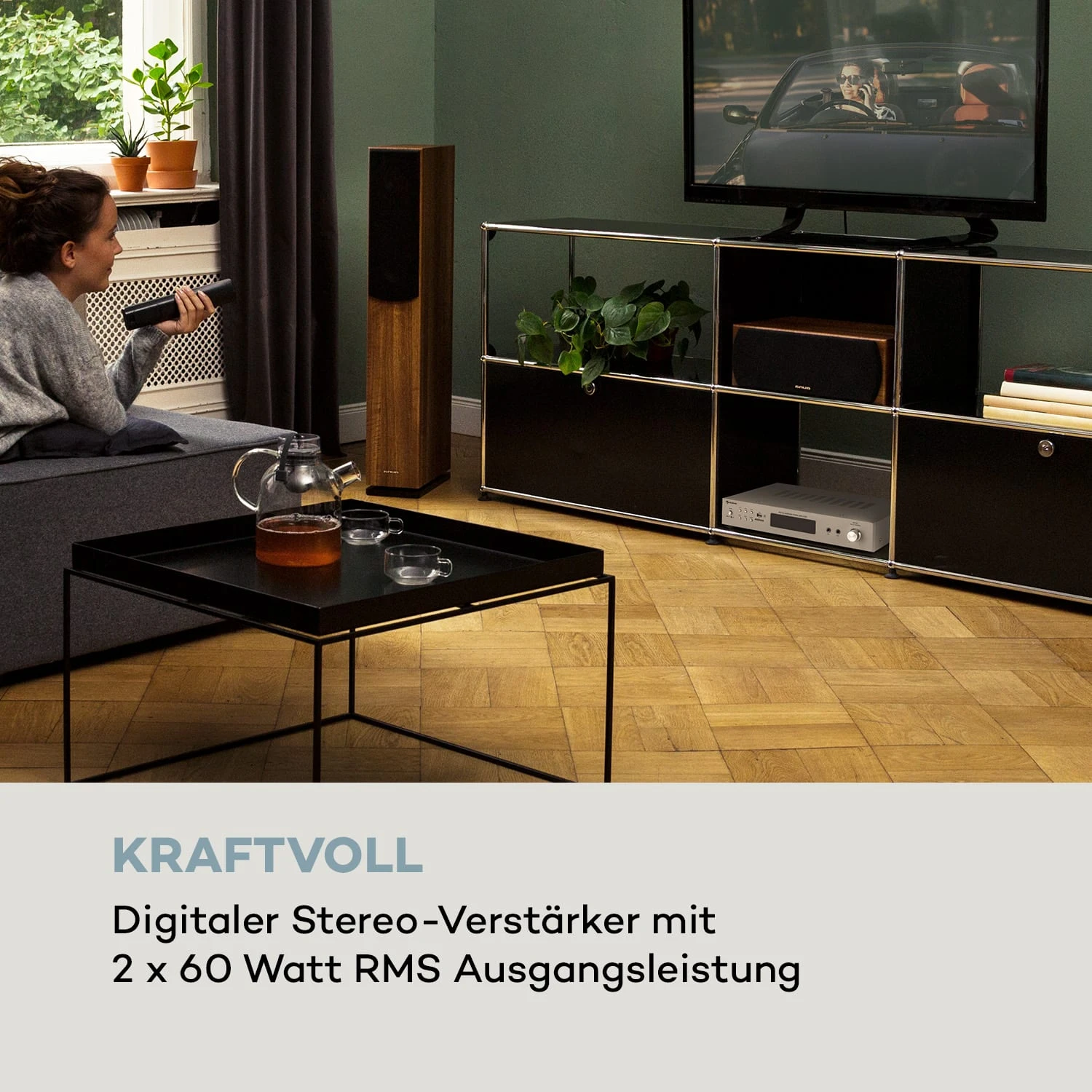 AMP-9200 BT Digital-Stereo-Verstärker 2x60W RMS BT 2xMikro Silber – Bild 2