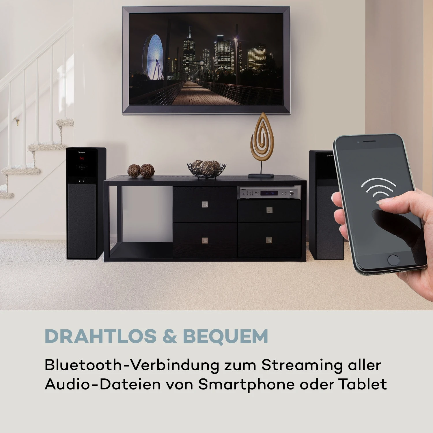 AMP-9200 BT Digital-Stereo-Verstärker 2x60W RMS BT 2xMikro Silber – Bild 3