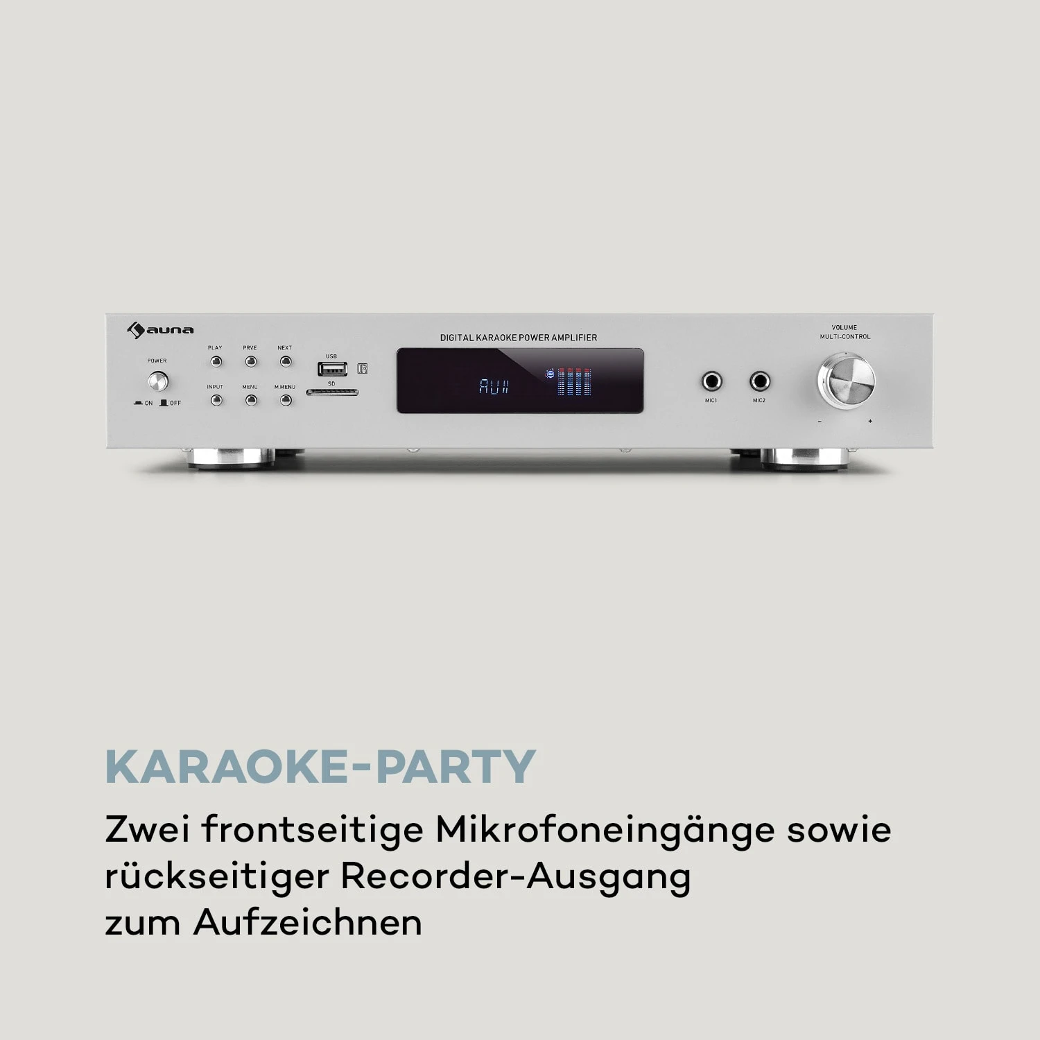 AMP-9200 BT Digital-Stereo-Verstärker 2x60W RMS BT 2xMikro Silber – Bild 4