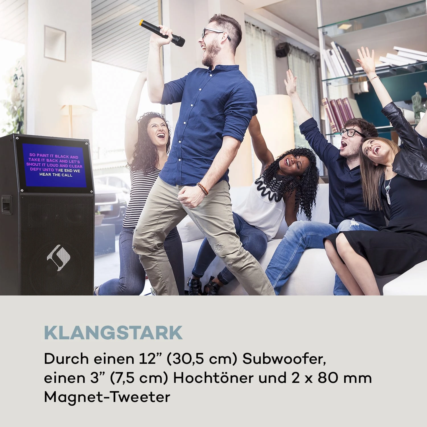 KTV Karaoke-System 15,4" Touch 2UHF-Mic WiFi BT USB SD HDMI Trolley – Bild 2