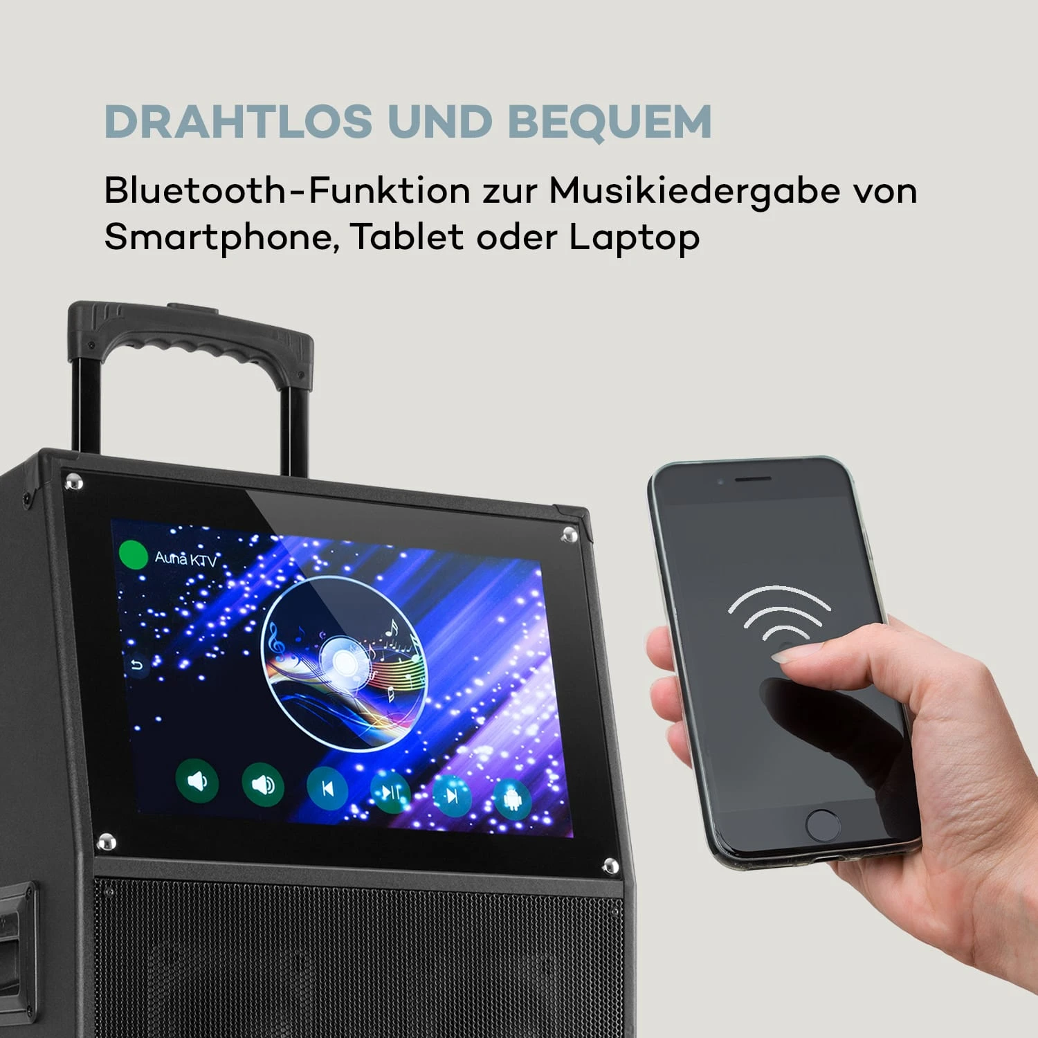 KTV Karaoke-System 15,4" Touch 2UHF-Mic WiFi BT USB SD HDMI Trolley – Bild 5