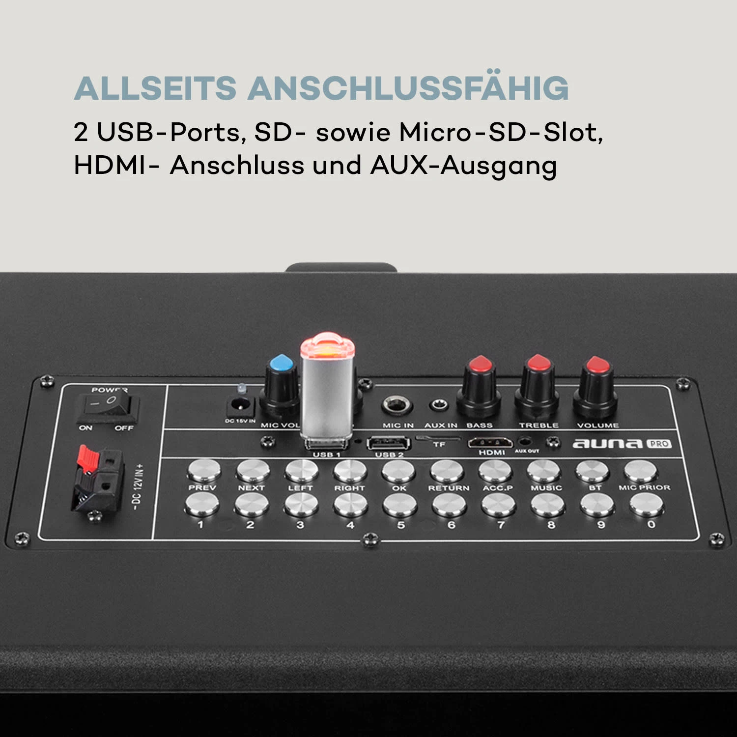 KTV Karaoke-System 15,4" Touch 2UHF-Mic WiFi BT USB SD HDMI Trolley – Bild 7