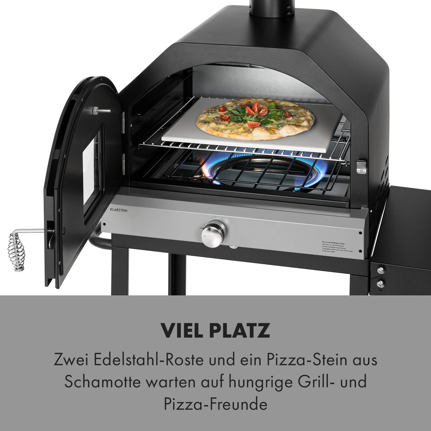 Pizzaiolo Pro Pizza-Gasgrill 76x143x66cm Schamottestein Stahl Mobil – Bild 3