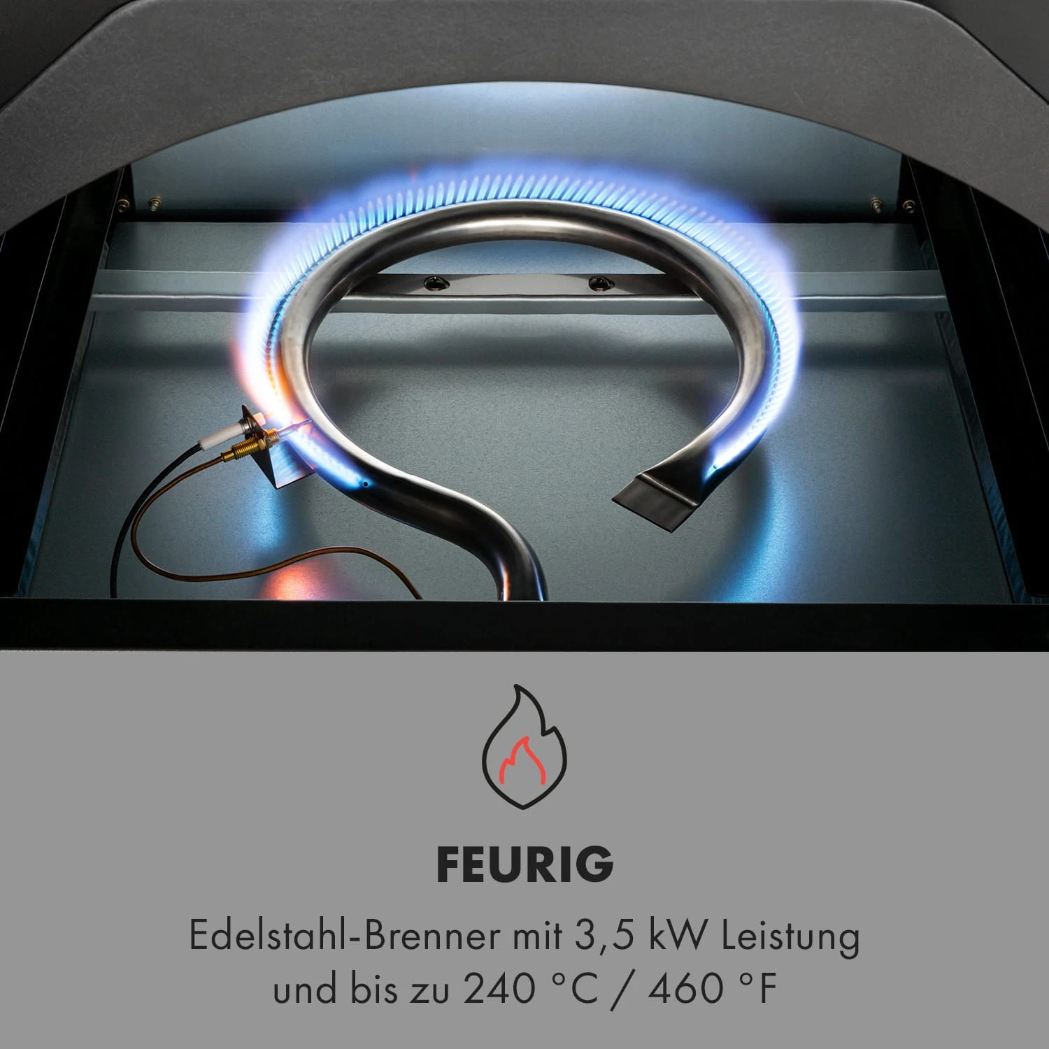 Pizzaiolo Pro Pizza-Gasgrill 76x143x66cm Schamottestein Stahl Mobil – Bild 5