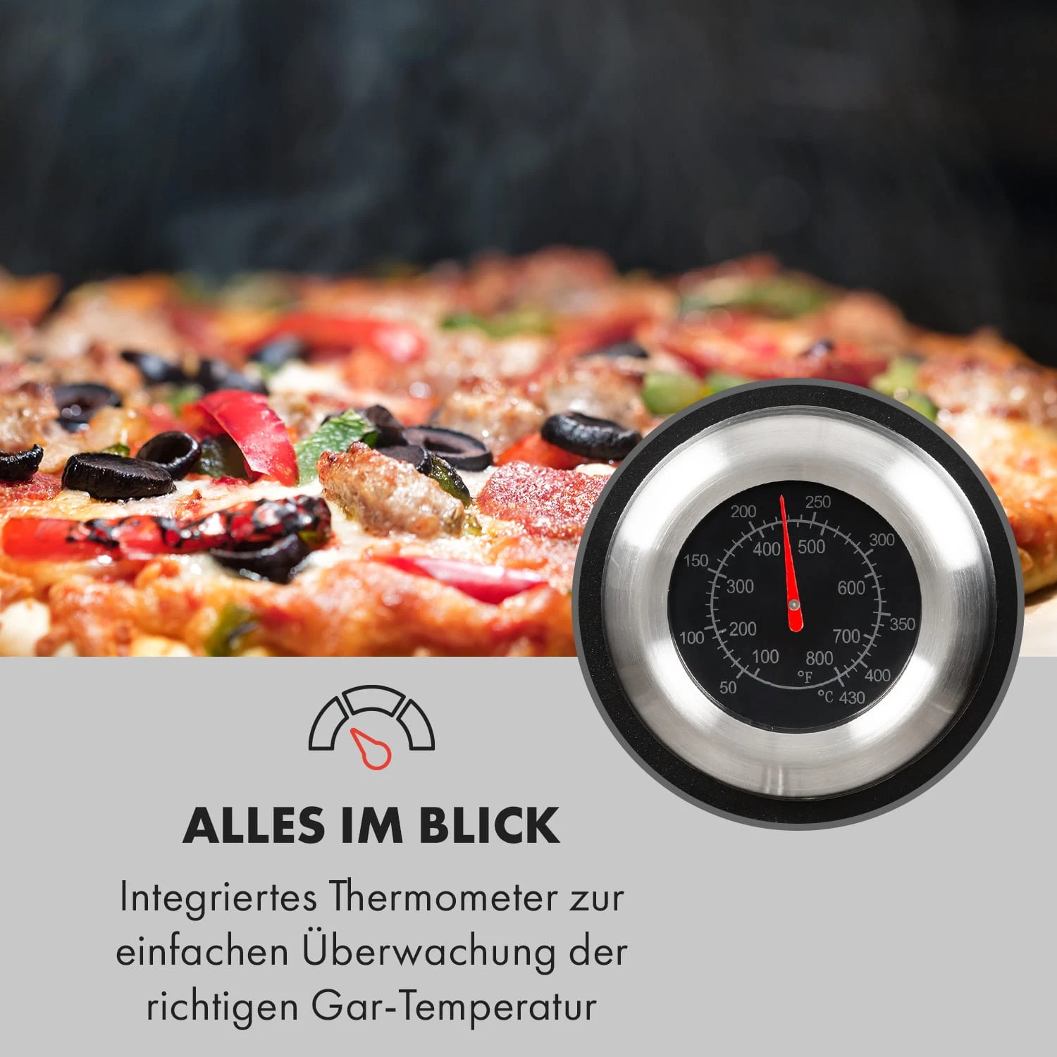 Pizzaiolo Pro Pizza-Gasgrill 76x143x66cm Schamottestein Stahl Mobil – Bild 6