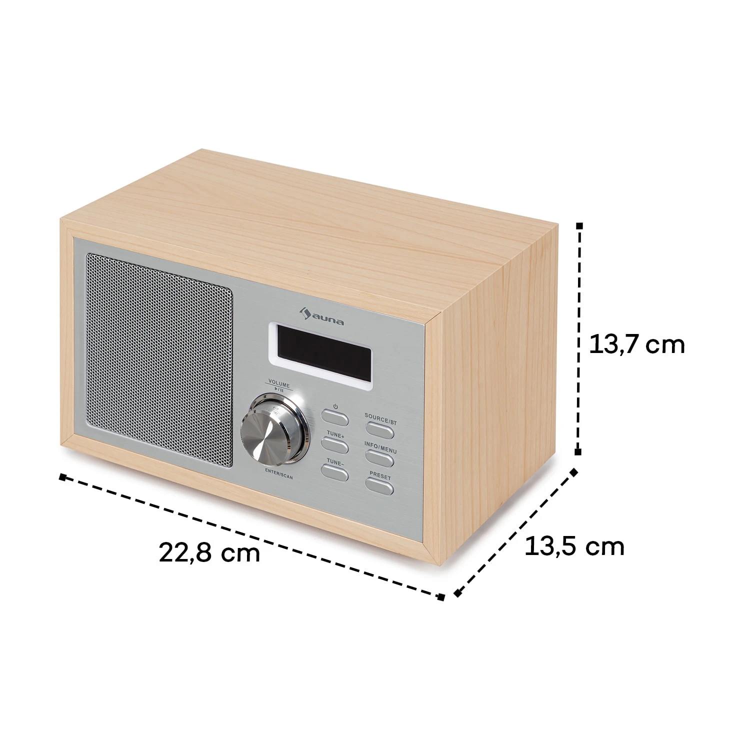 Ambient DAB+/FM Radio BT 5.0 AUX-In  LCD Wecker Eieruhr Holzoptik – Bild 7