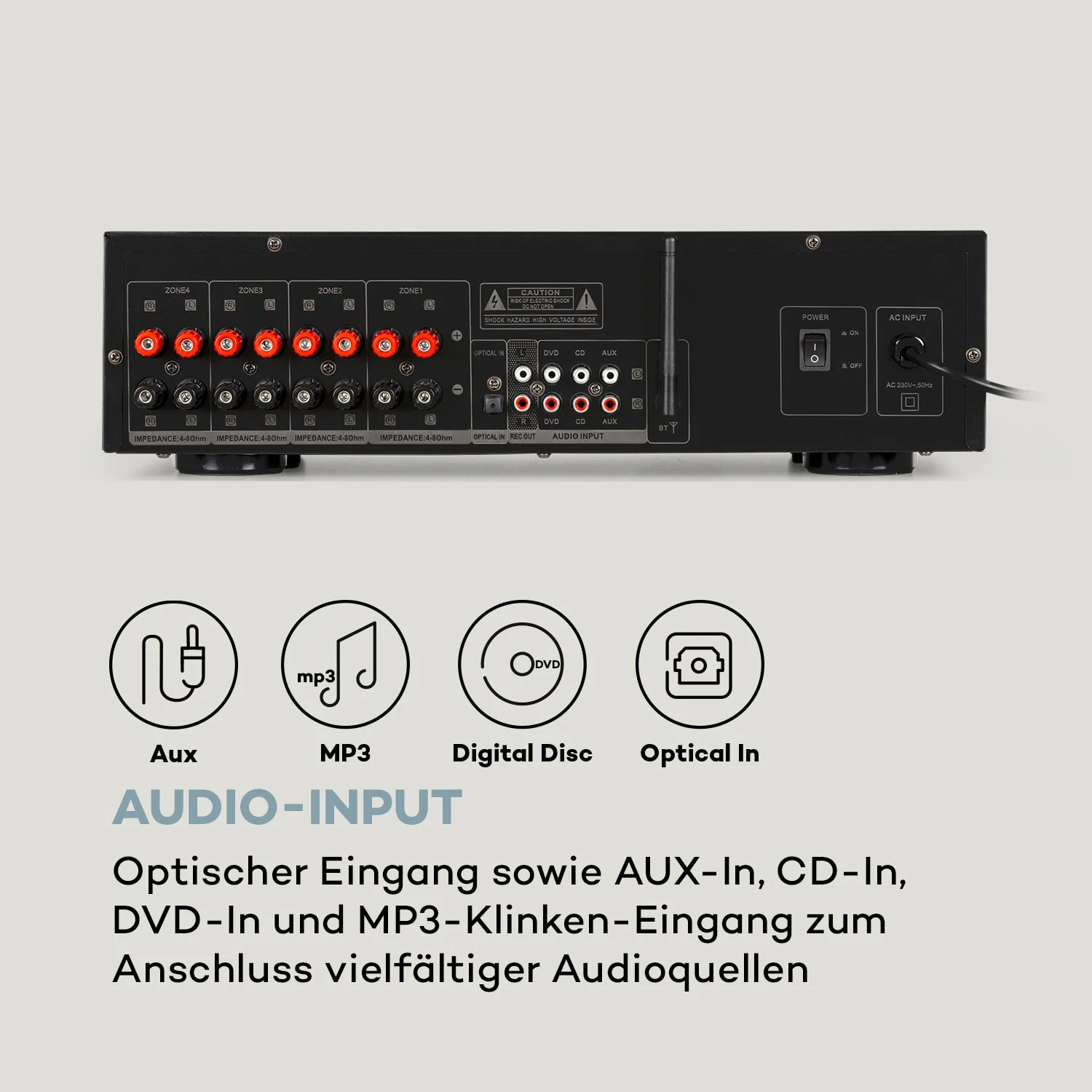 AMP-CD950 DG Digital-Multikanal-Verstärker 8x100W RMS BT Opt.-In – Bild 7
