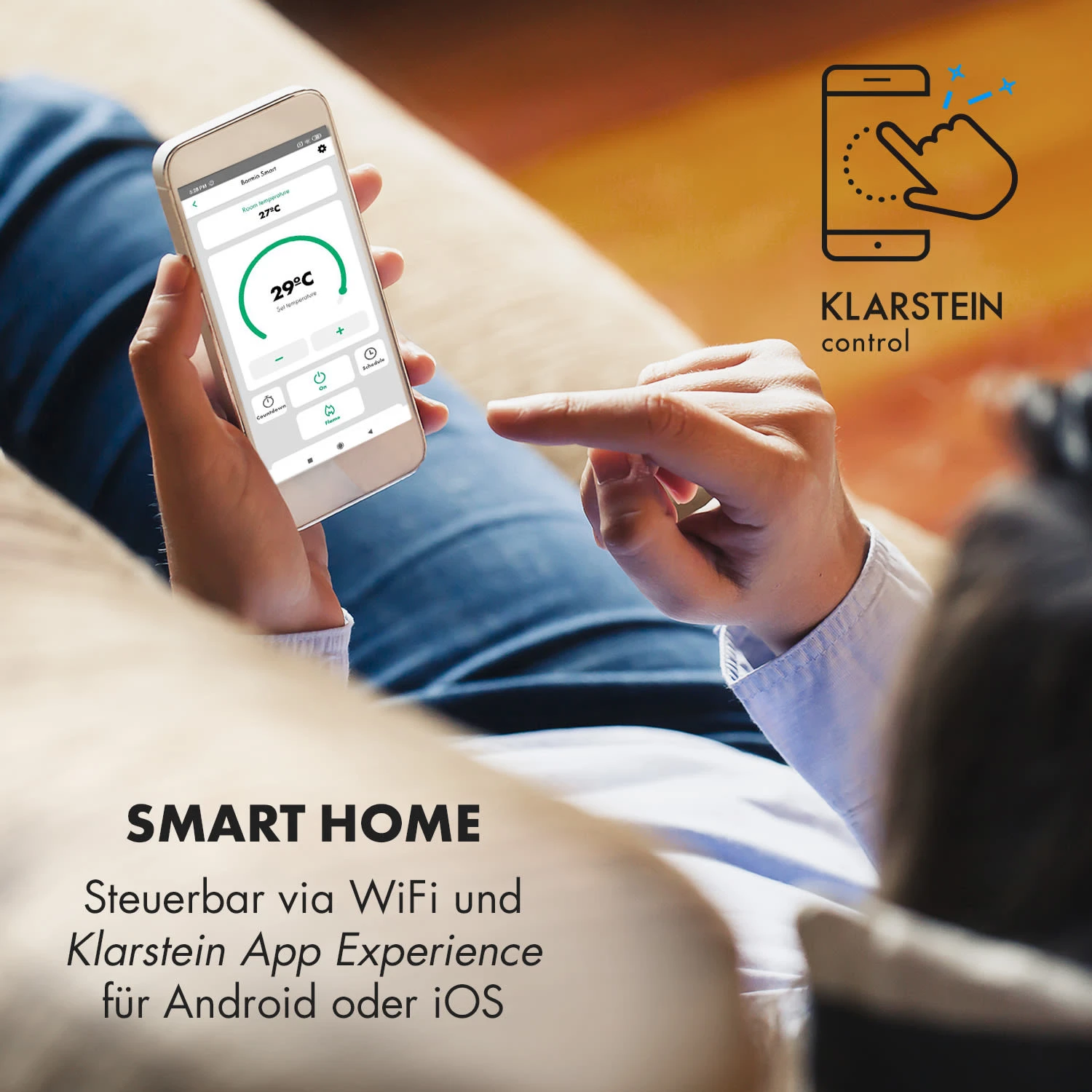 Bormio Smart Elektrokamin 950/1900W Thermostat Wochentimer – Bild 2