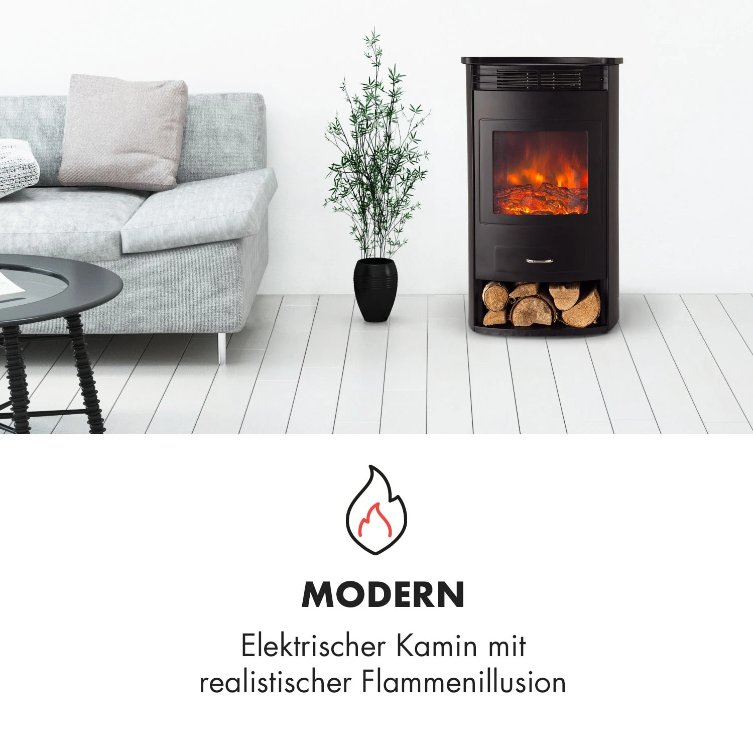 Bormio Smart Elektrokamin 950/1900W Thermostat Wochentimer – Bild 3