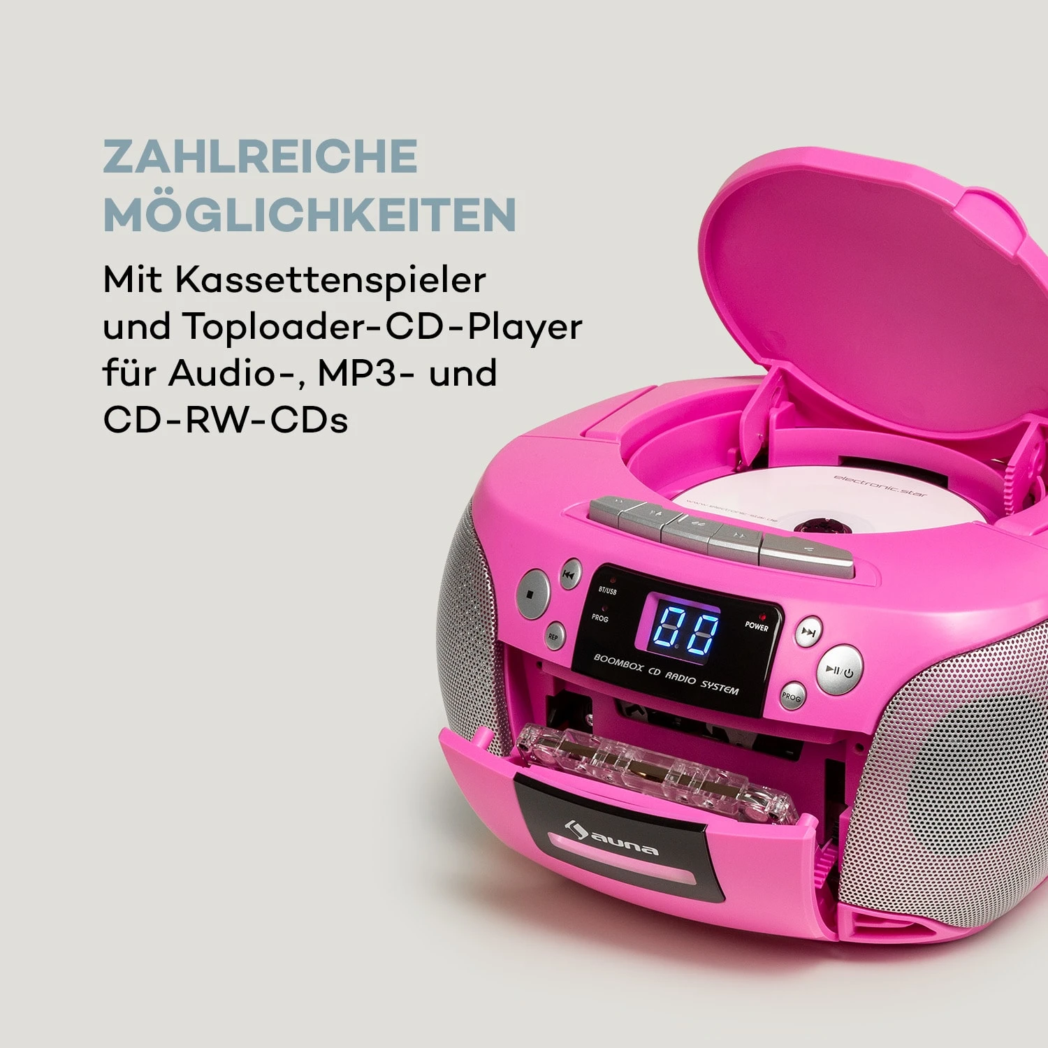 Harper CD Boombox CD-Player Bluetooth Kassette UKW AUX USB – Bild 5