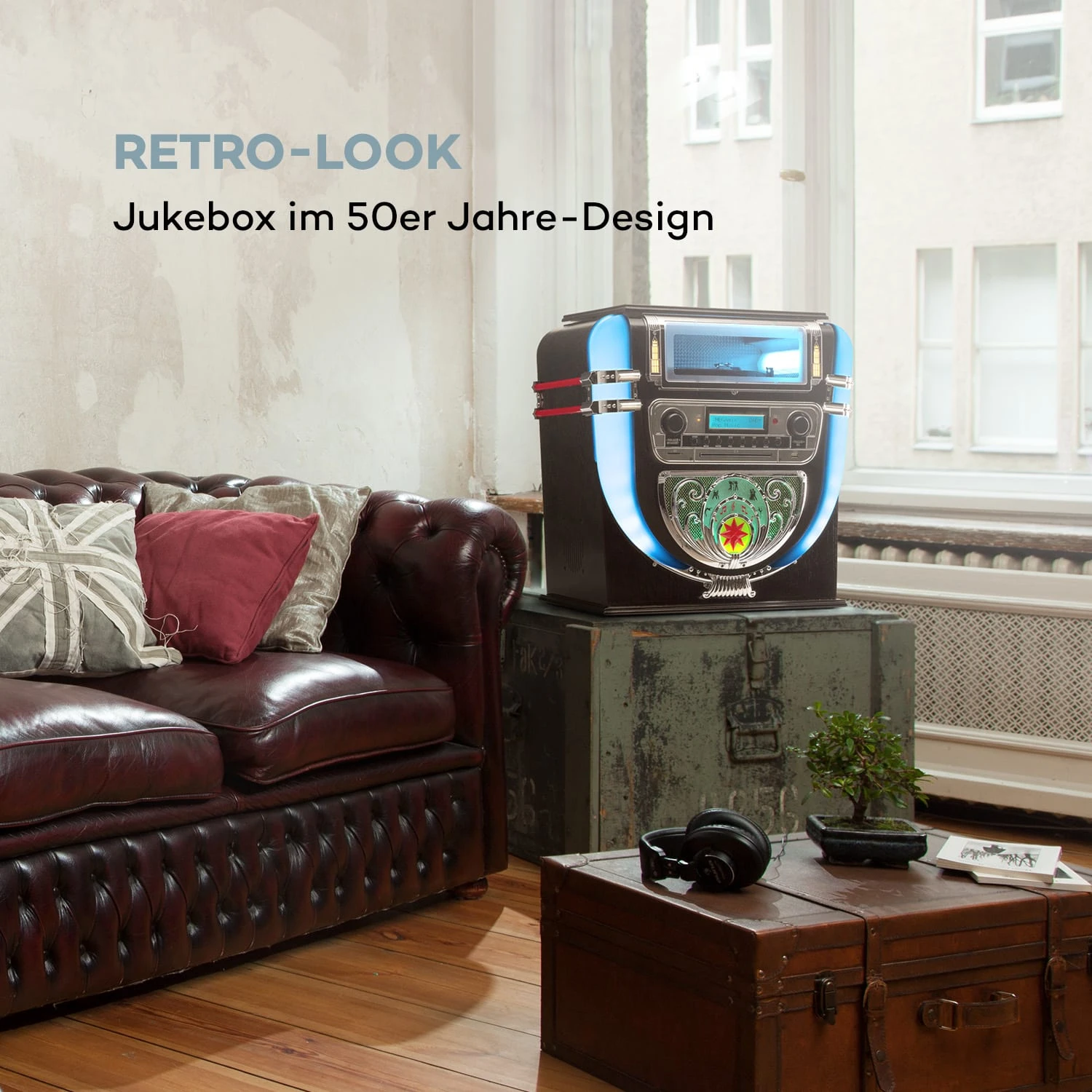 Graceland Mini Jukebox CD-Player Plattenspieler DAB+/FM-Radio LED – Bild 3