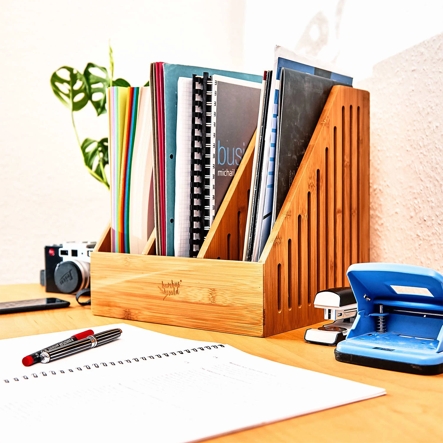 Stehsammler 3 Fächer Maße: 26,5x28x30 Cm Für DINA4-Formate Bambus – Bild 2